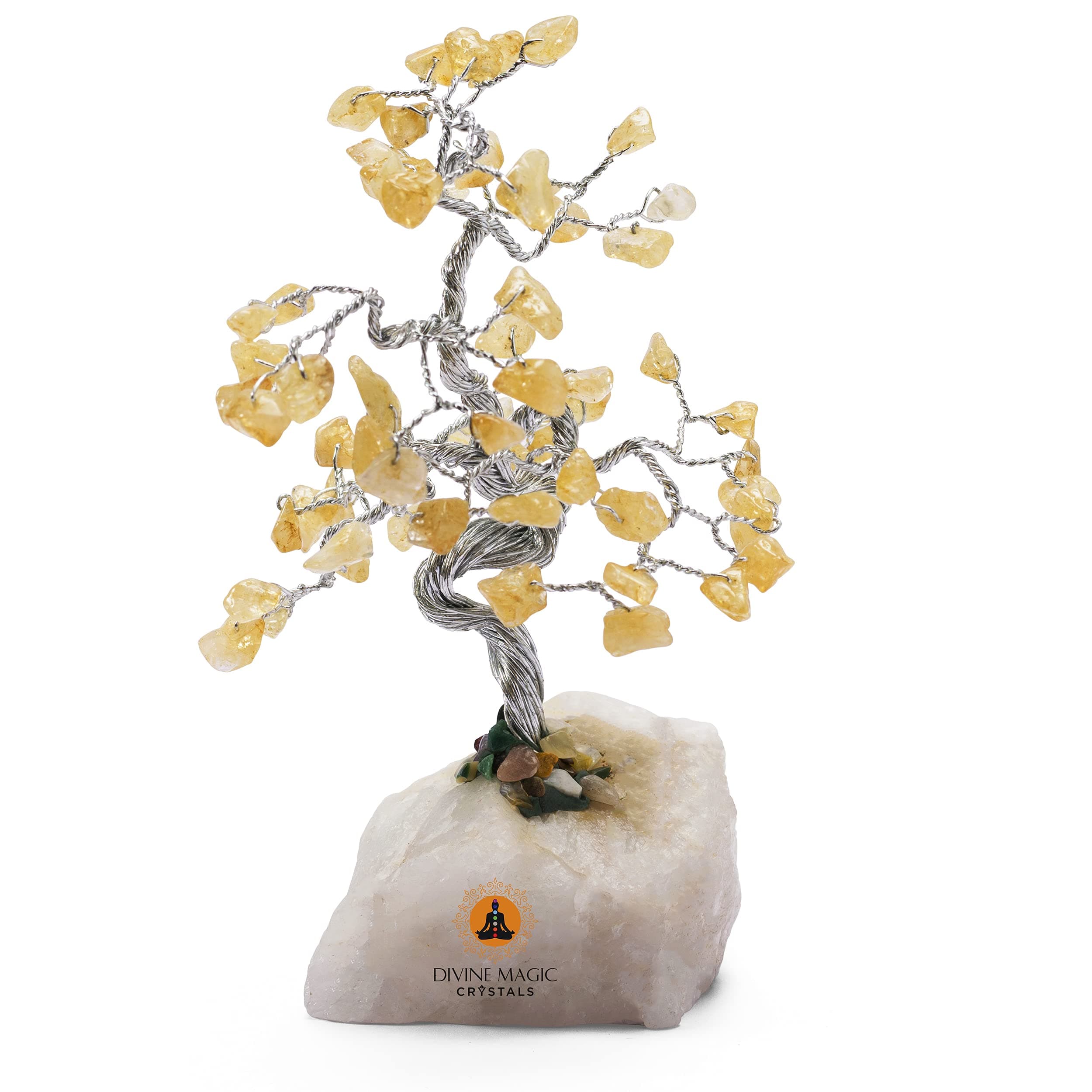 Handmade Yellow Crystal Healing Money Tree Living Room Feng Shui Wealth Good Luck Citrine Tree Decor Abundance and Prosperity Gifts