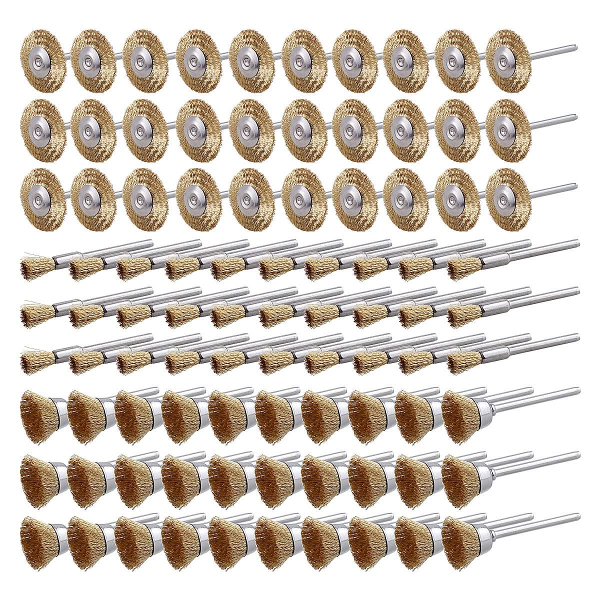 90 Pcs Wire Brushes Set, Brass Wire Wheels Pen Brushes Set Kit Accessories for Rotary Tool