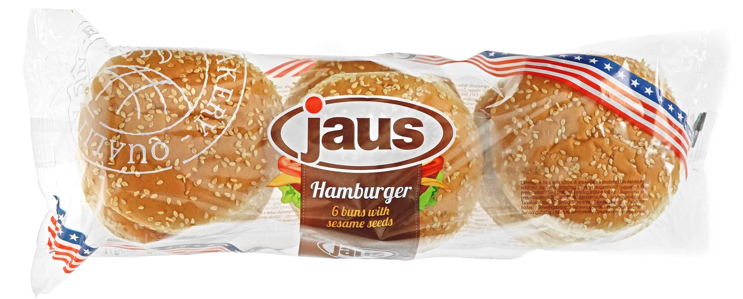 Burger Buns ( 8 Packs in Box) [Megaburger Pack of 4 Burns x 8 Packs (46p per Burns)] [Hamburger Pack of 6 Burns x 8 Packs( 31p per Burns)] (Hamburger with Sesame Seeds)