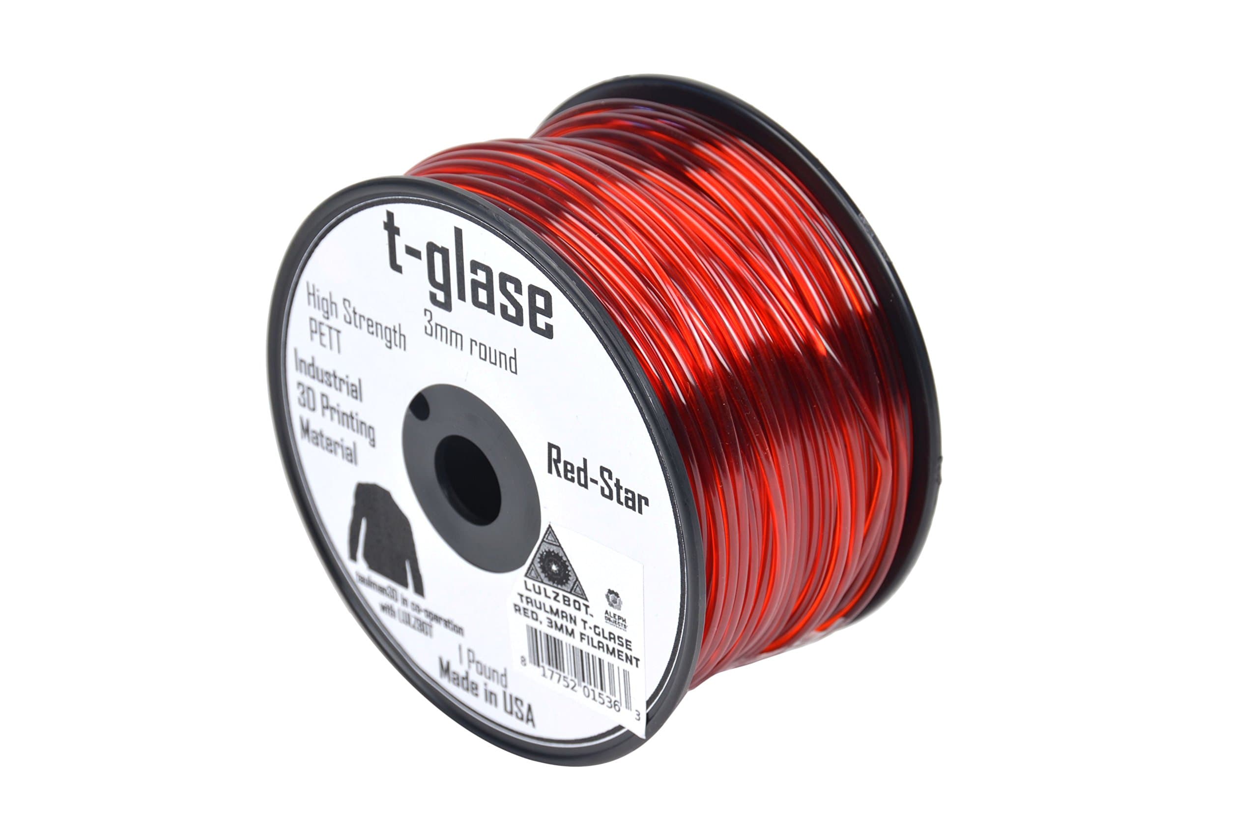 LulzBot Taulman T-Glase PET 3D Printer Filament, 1 lb. Reel, 3 mm, Red