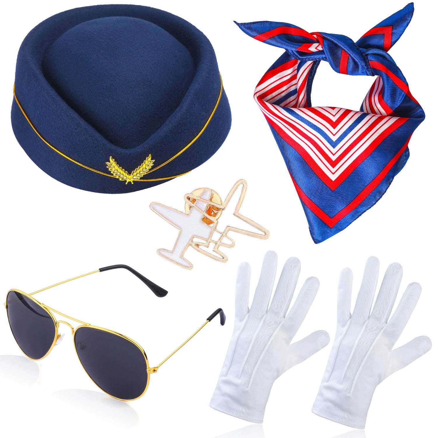 Beelittle Women's Stewardess Costume Accessories Flight Attendant Hat with Air Hostess Cosplay Costume Accessories, Navy1, One size