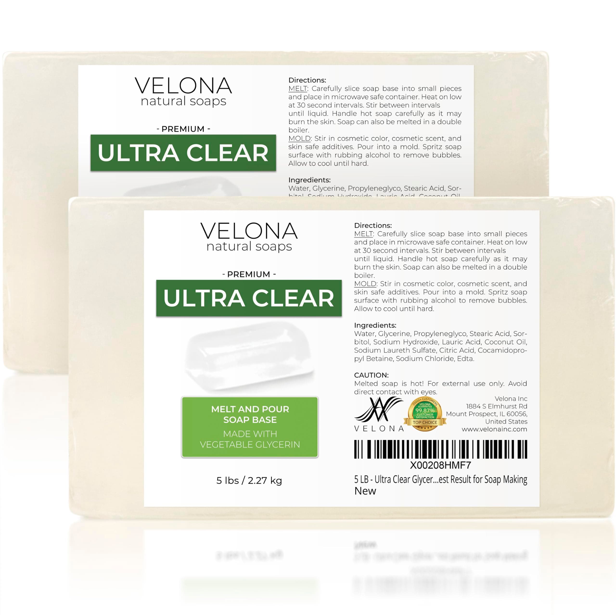 velona 10 LB - Ultra Clear Glycerin Soap Base Melt and Pour | Transparent Natural Bar For The Best Result for Soap Making