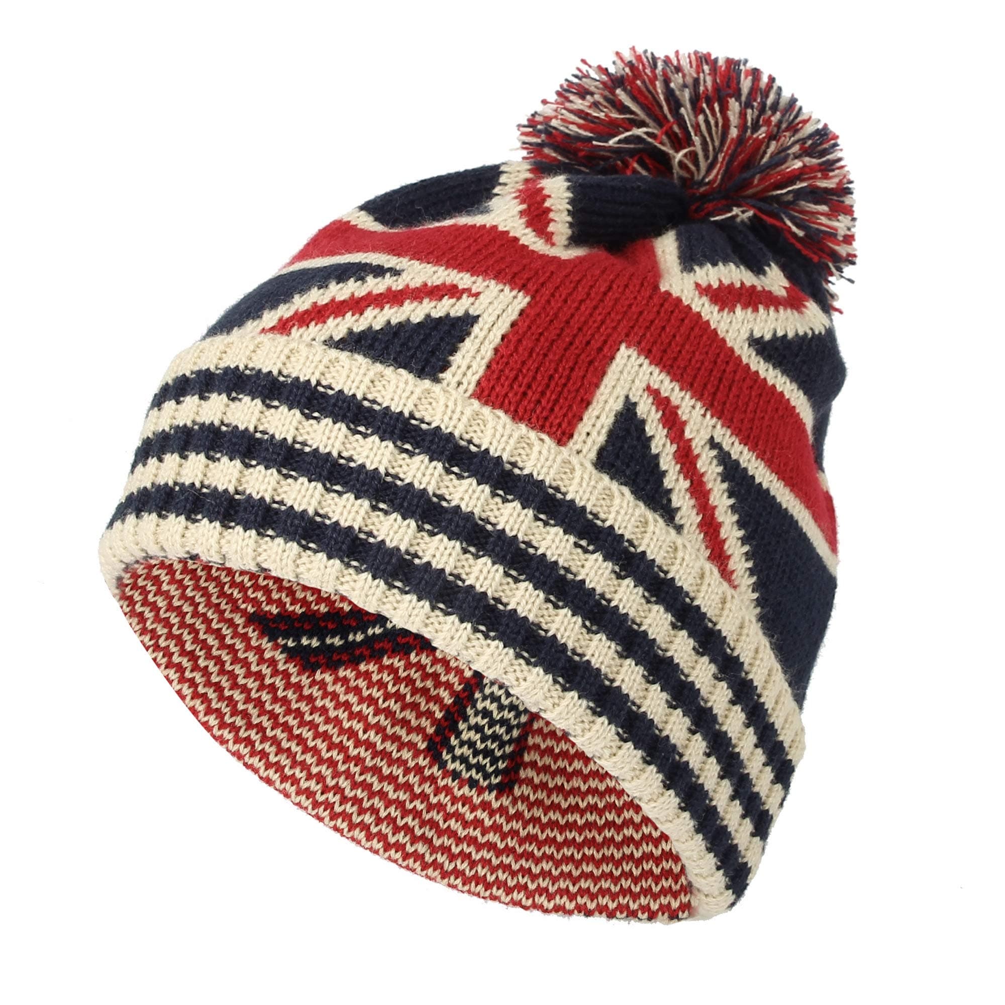 WITHMOONS Knit US Canada Flag Union Jack Pom Beanie Hat JZP0027