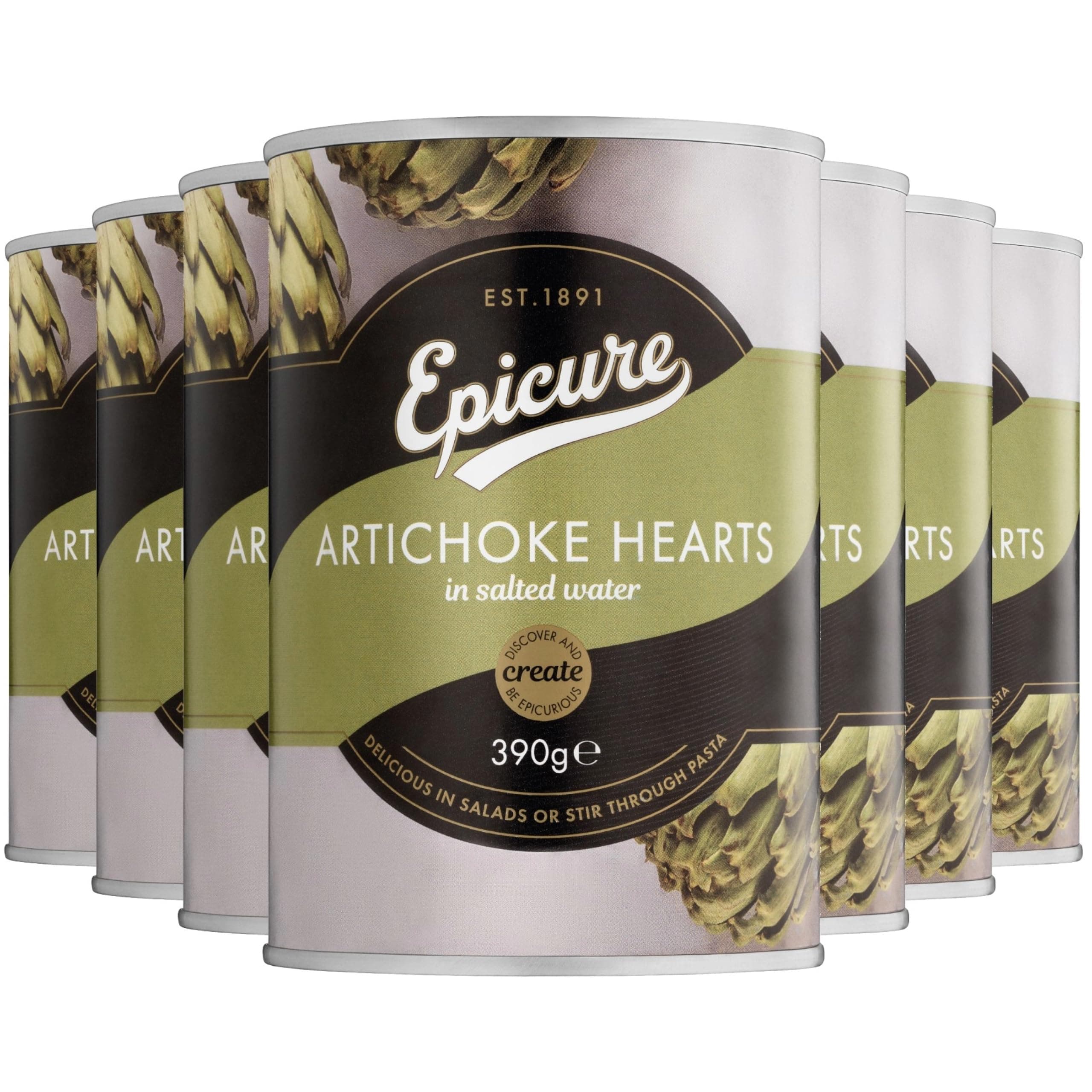 Tinned Artichoke Hearts in Salted Water, Perfect for Delicious Salads and Stir Through Pasta, 390 g (Pack of 12)