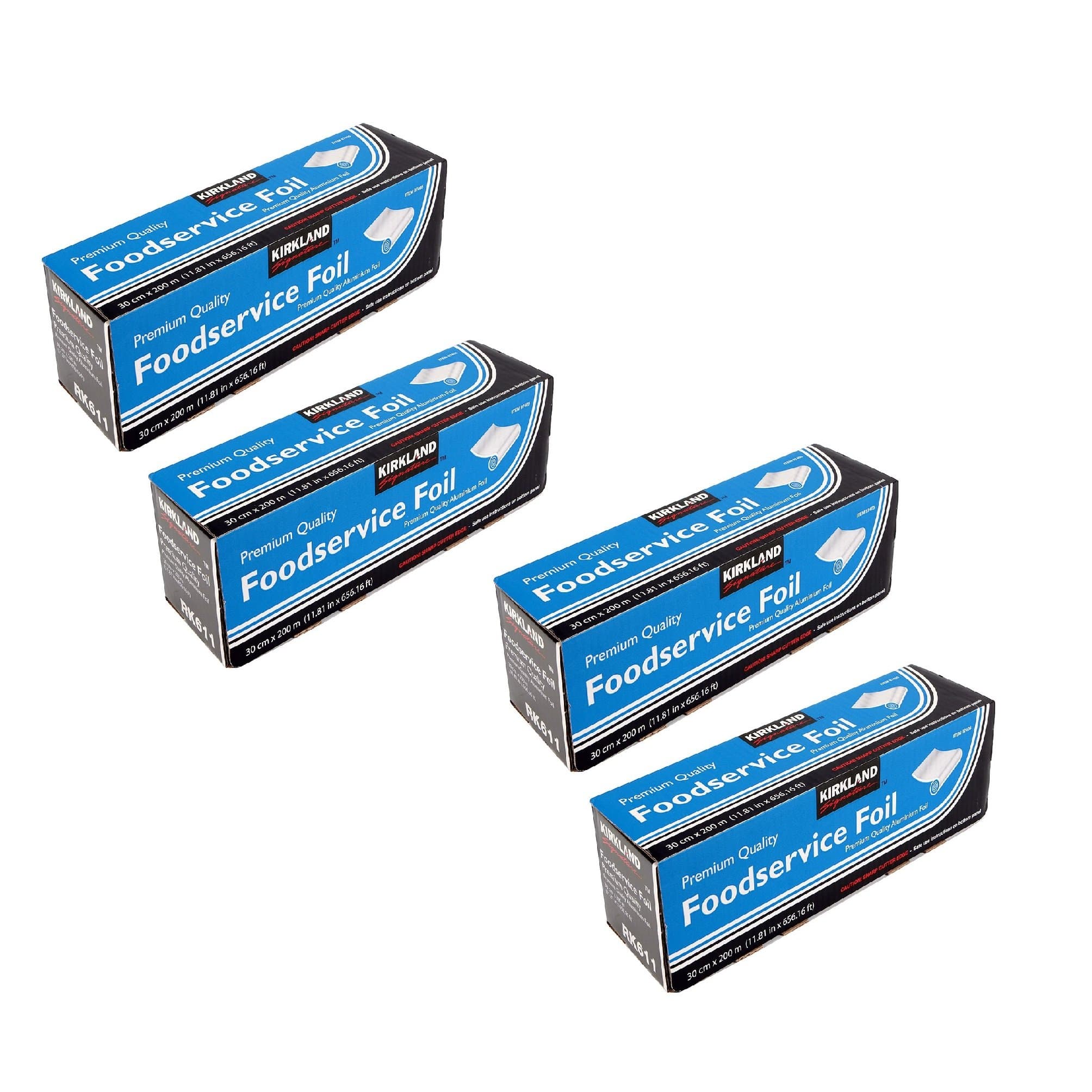 Kirkland Signature Foodservice Foil - Premium Quality Aluminium Foil 30cm x 200 metres, 4-Pack