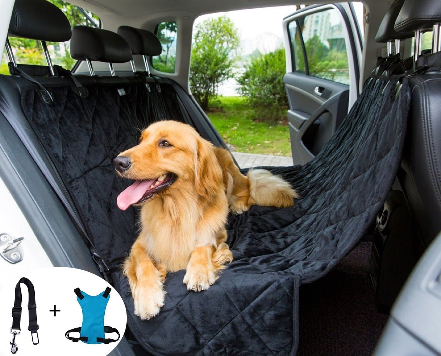 ShellMimi Waterproof Deluxe Quilted and Padded seat cover with Non-Slip Fabric Car Seat Covers For Pets - One Size Fits All 56"Wx64"L Black