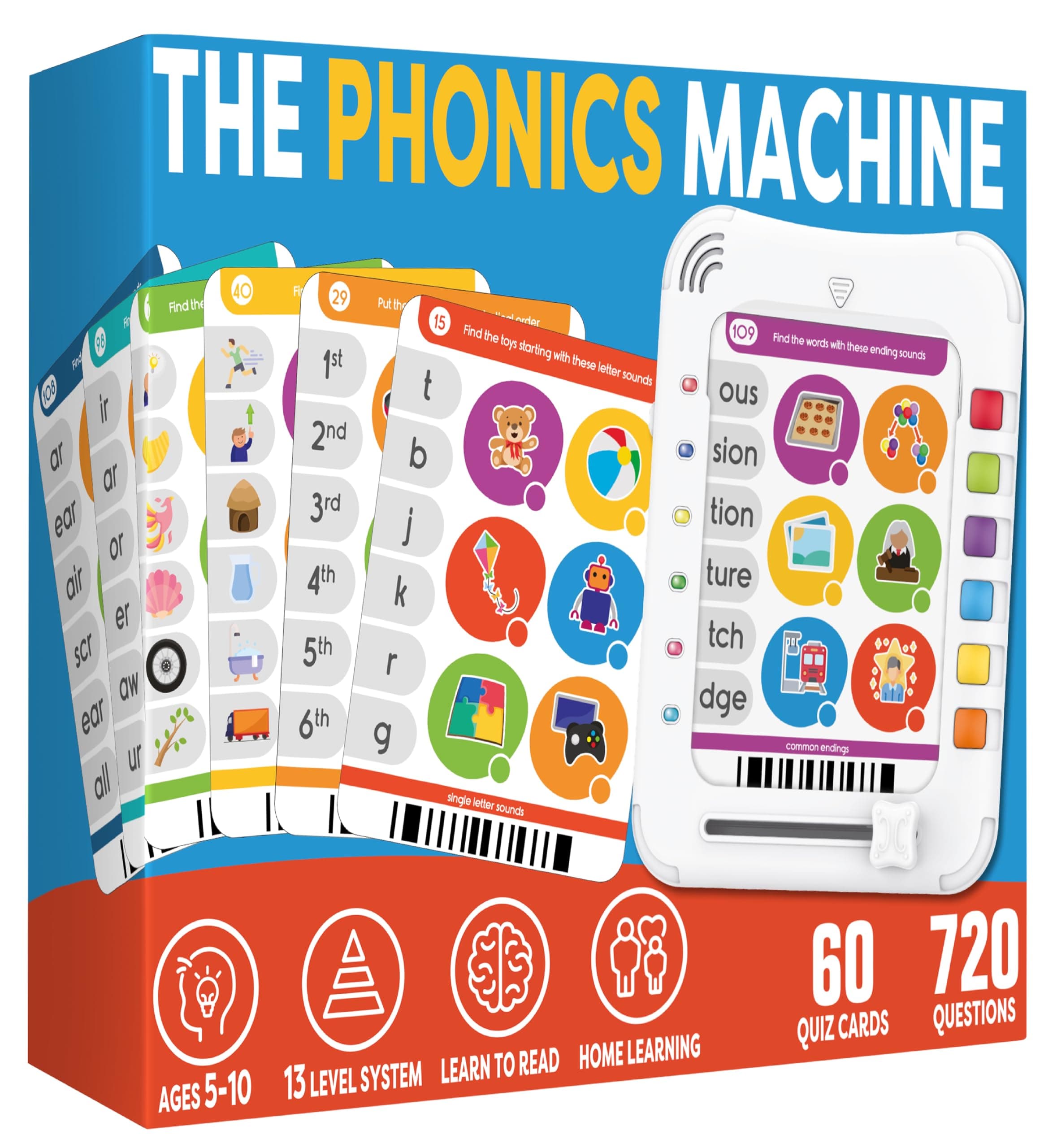 Phonics Machine Learning Pad - Electronic Reading Game for Kids Age 5-11 - Learn to Read with 720 Phonic and Letter Sound Questions