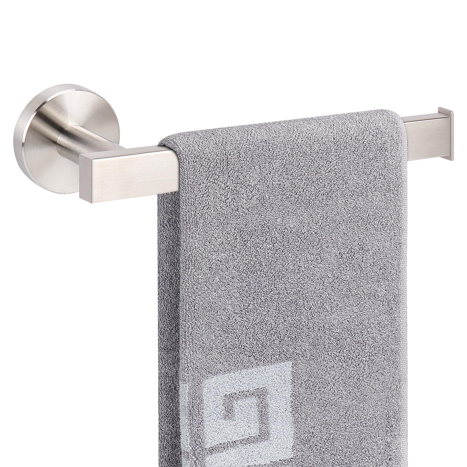 NearMoon Square Hand Towel Holder/Towel Ring, Premium SUS304 Stainless Steel Hand Towel Bar Rustproof Wall Mounted Towel Rack for Bathroom/Kitchen, Contemporary Style Bath Accessory (Brushed Nickel)