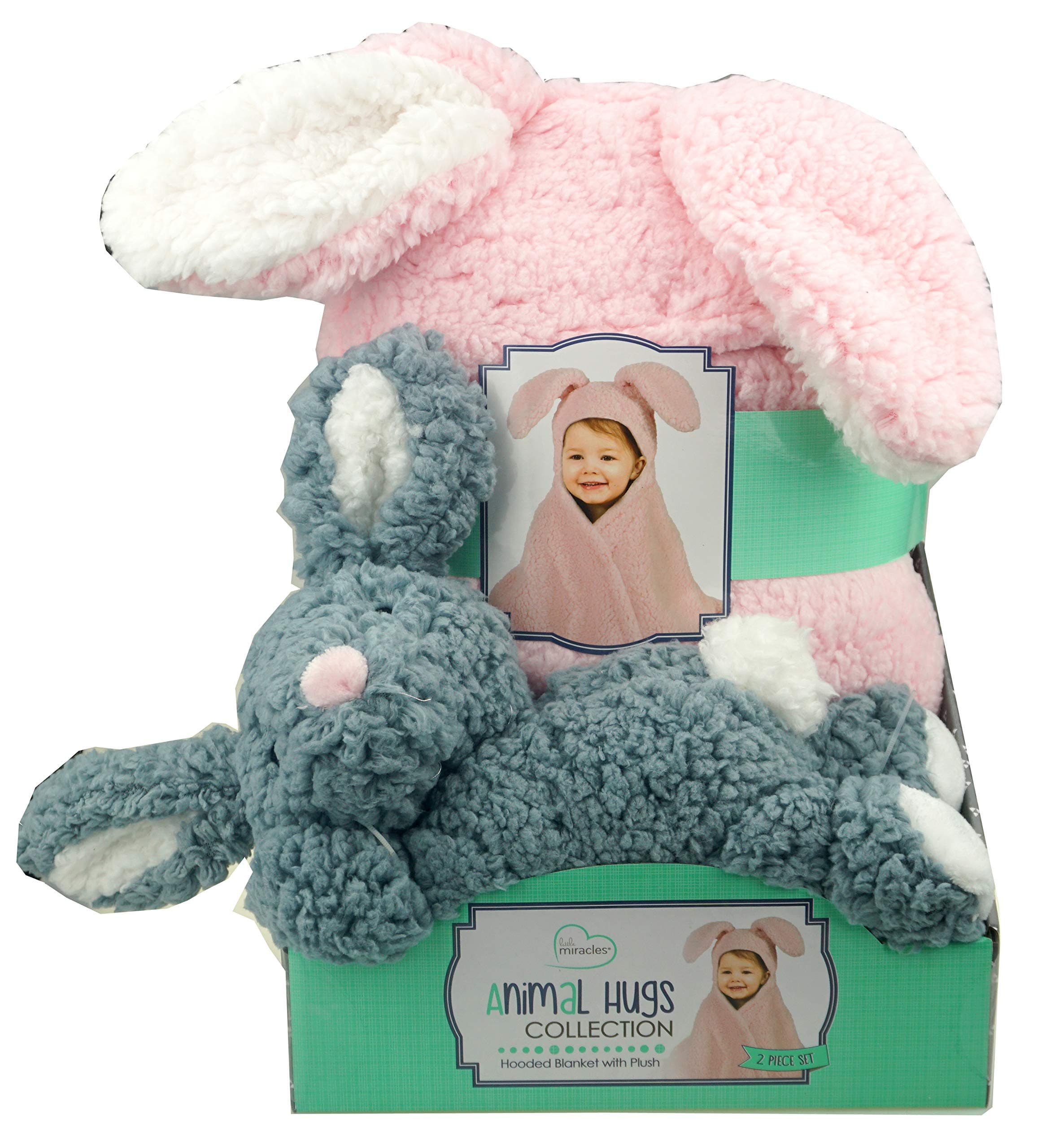 Animal Hugs Collection - Hooded Blanket with Plush, 2 Piece Set (Rabbit)