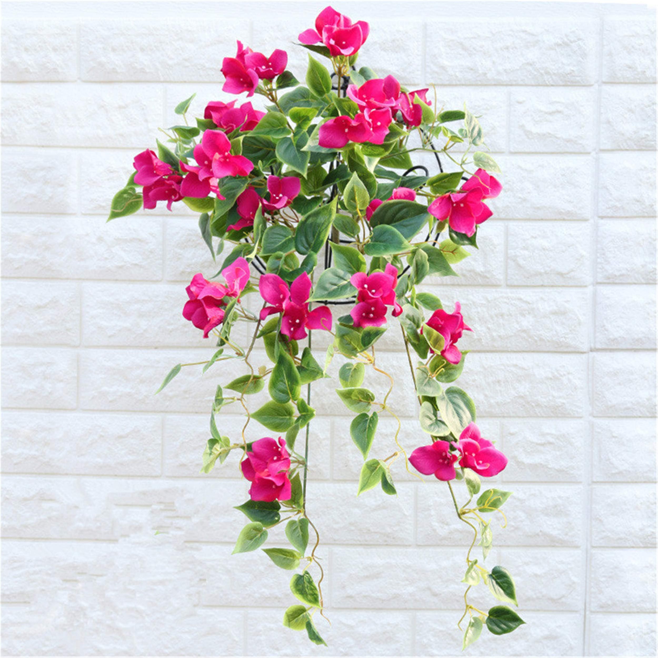 Hanging Artificial Flower Bougainvillea Glabra for Balcony Outdoor Decoration (2 Pieces)