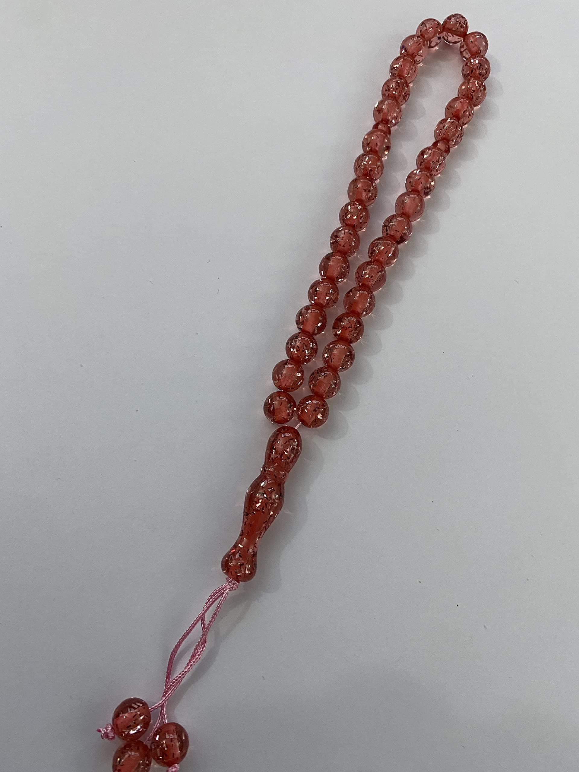 Glitter Prayer Misbah Rosary Islamic Tasbeen Beads Counter Spiritual 33 Plastic Beads (Pink)