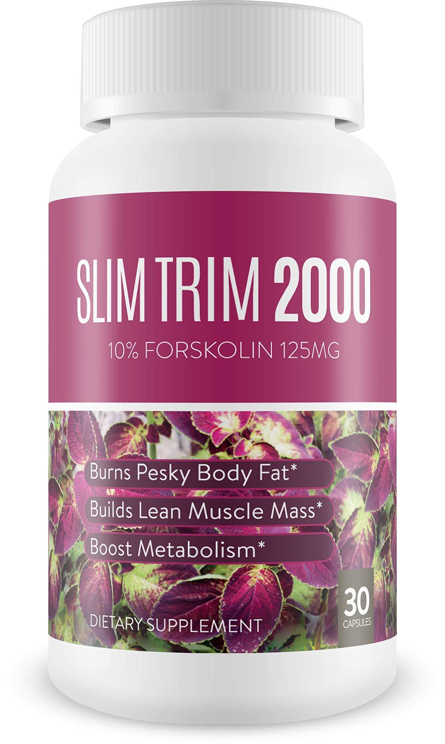 Slim Trim Weight Loss Supplement (Forskolin - Pure Coleus Forskohlii Root Powder) - Melts Belly Fat Fast & Supercharges Metabolism - 30 Capsules