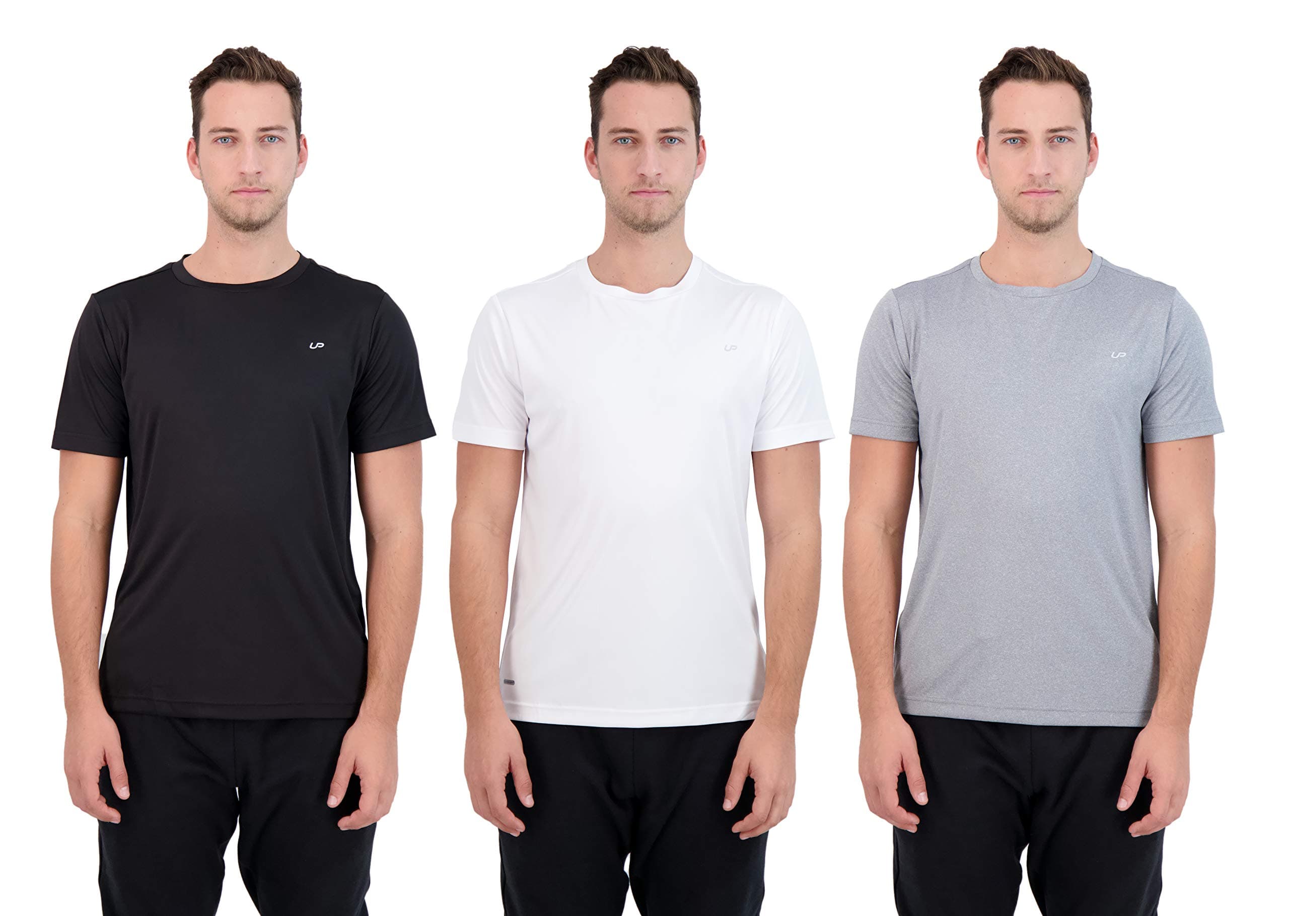Unipro Mens 3 Pack T-Shirts Quick Dry Performance Active Fit Short Sleeve Tees for Workout Training and Exercise