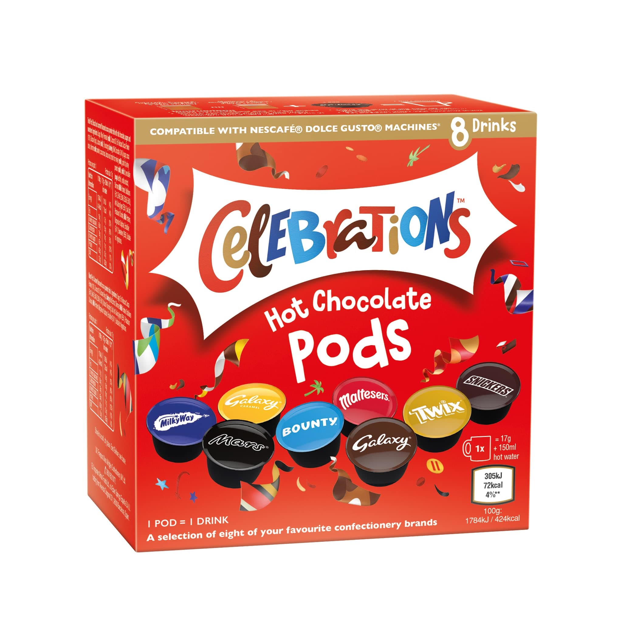 Hot Chocolate Dolce Gusto Compatible Pods 5 Boxes x 8 Pods | Bulk Dolce Gusto Compatible Chocolate Pods | 40 Pods, 40 Servings