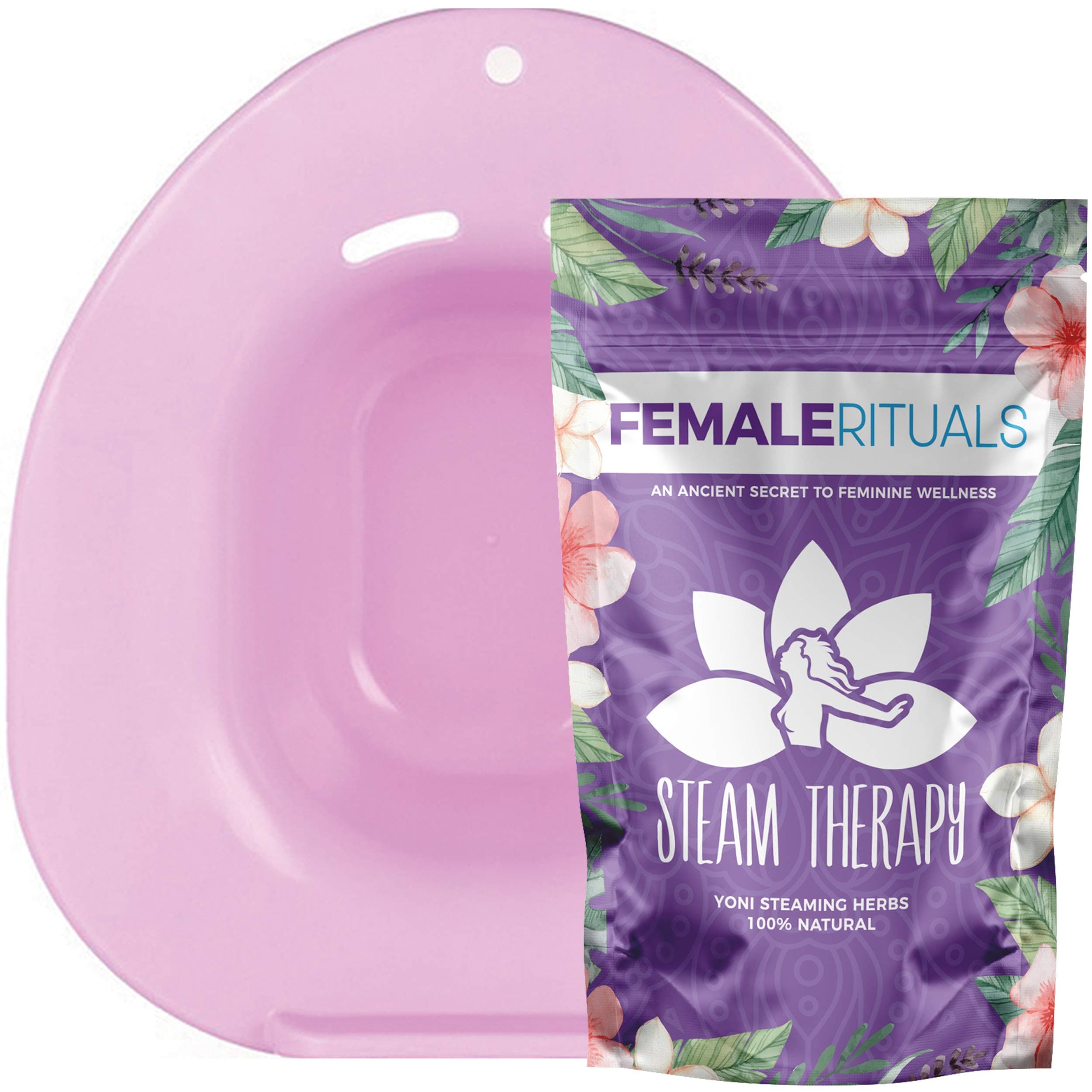 Yoni Steam Seat Kit with Yoni Steam Herbs (4 Ounce) Steam Bundle - Yoni Steam Seat for Toilet - Yoni Steam Herbs for Cleansing - V Steam - Detox Yoni Pot Steamer for Women