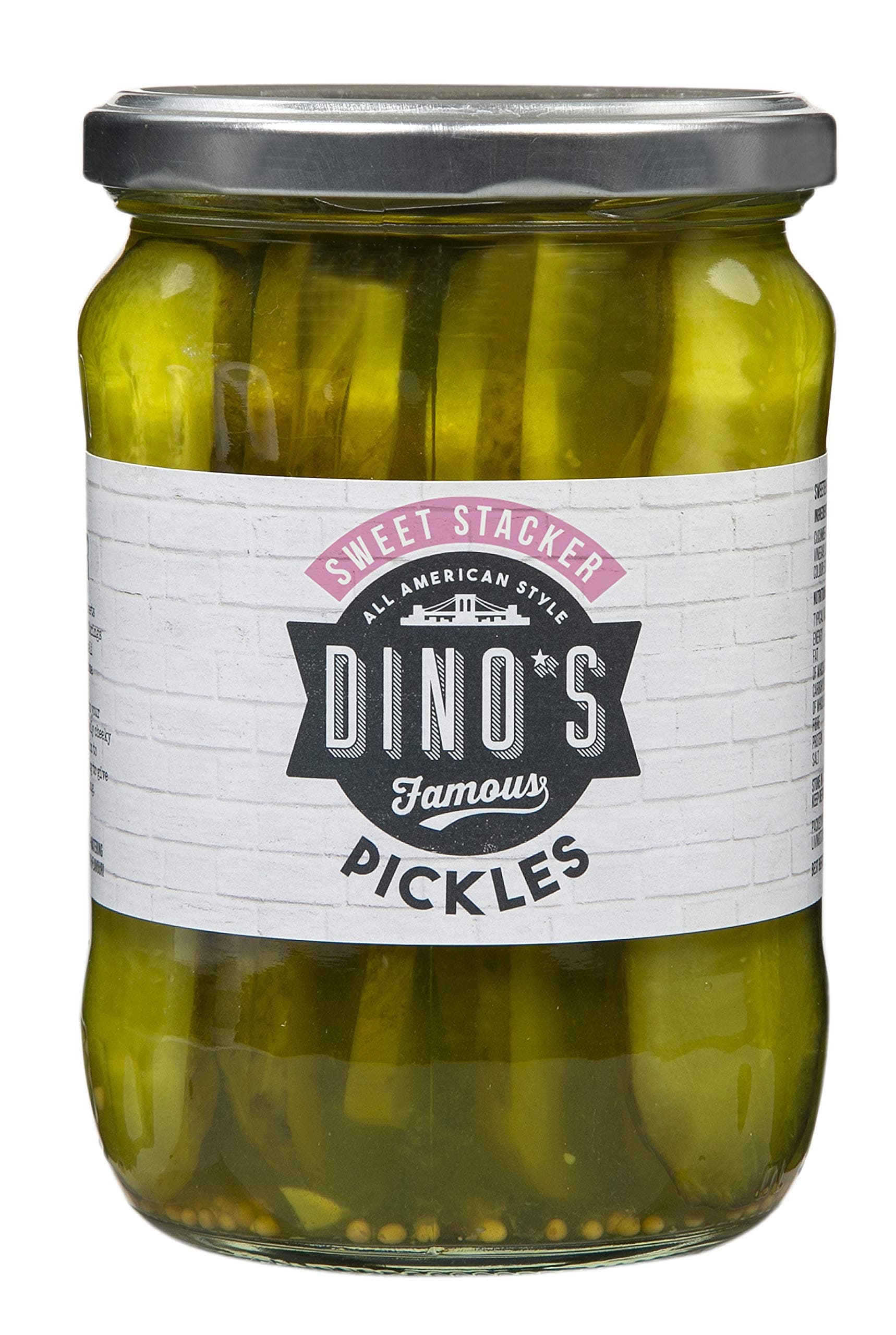 Dino's Famous All American Style Sweet Stacker Pickles Crunchy & Tangy Pickles Ideal For Burgers Sandwiches & Snacking 530 g Jar (Pack of 1)