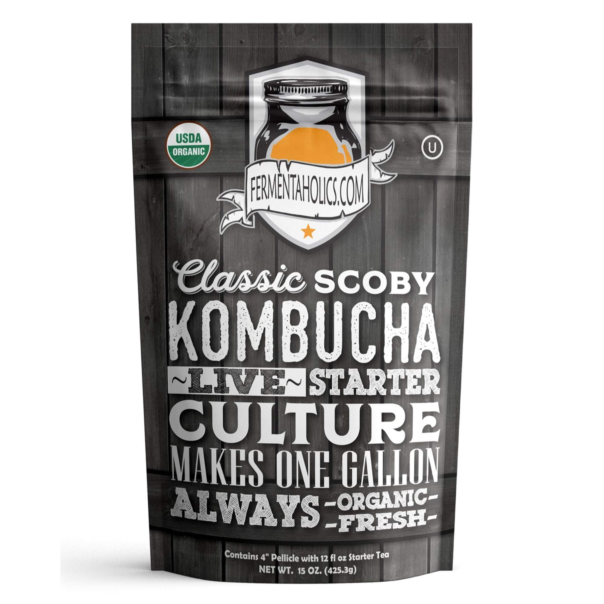 Kombucha SCOBY & Starter Tea | Live, Fresh, Organic Starter Culture | DIY Kombucha | 12oz Fresh Starter Tea