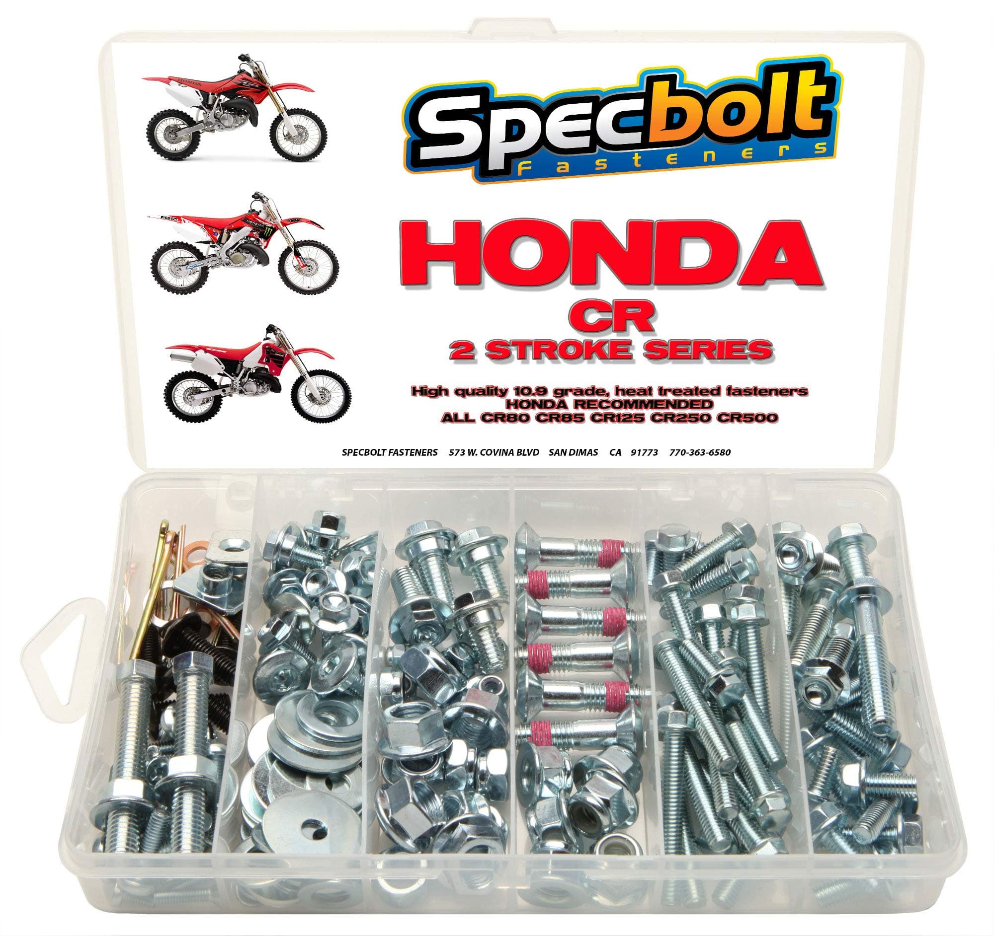 150pc Specbolt Fasteners Brand Bolt Kit fits: Honda CR Two Stroke Bolt Kit for Maintenance & Restoration of MX Dirtbike OEM Spec Fastener CR80 CR85 CR125 CR250 CR500