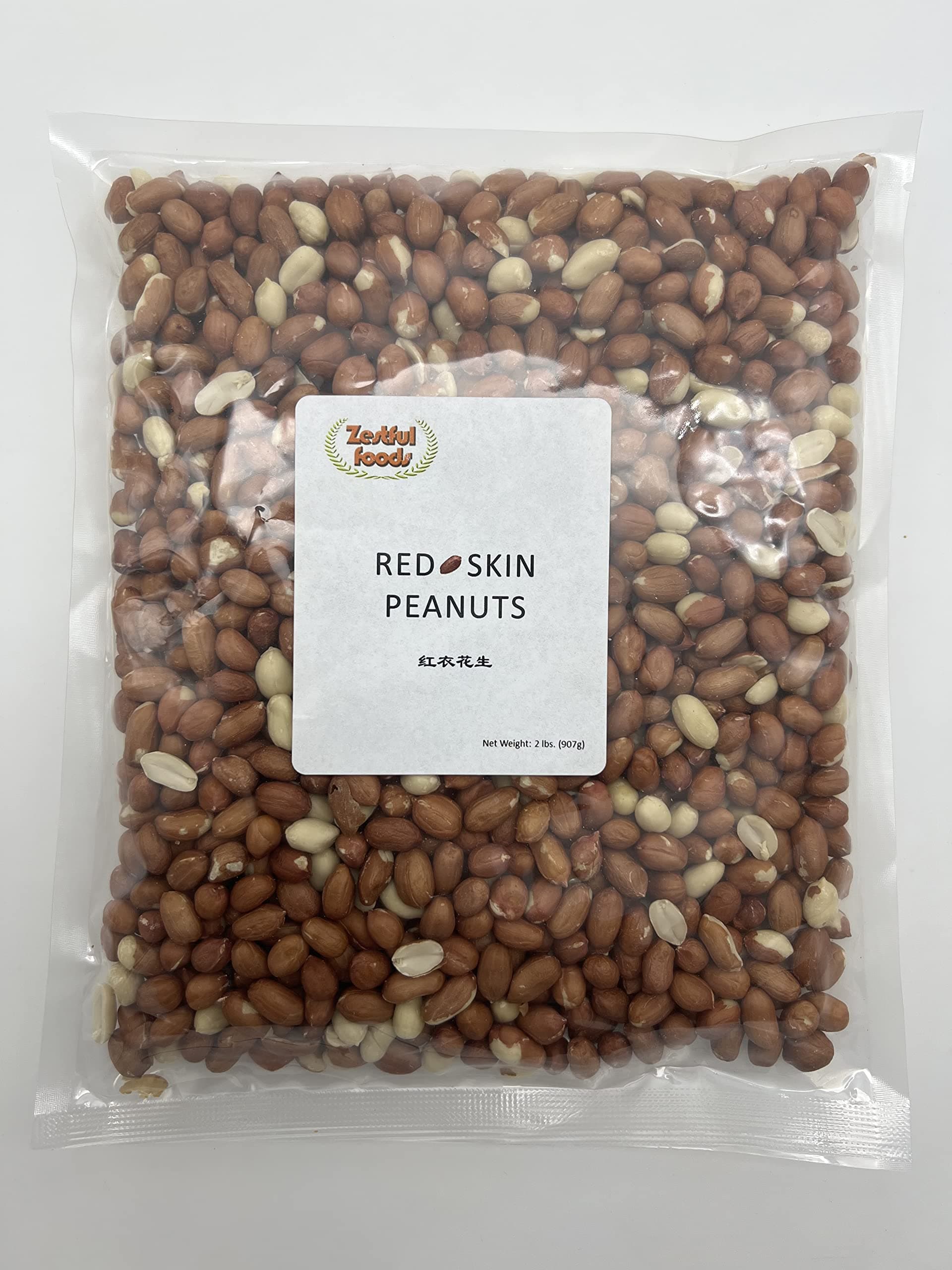 Zestful Foods Jumbo No-Shell Redskin Raw Peanuts 2 lbs.