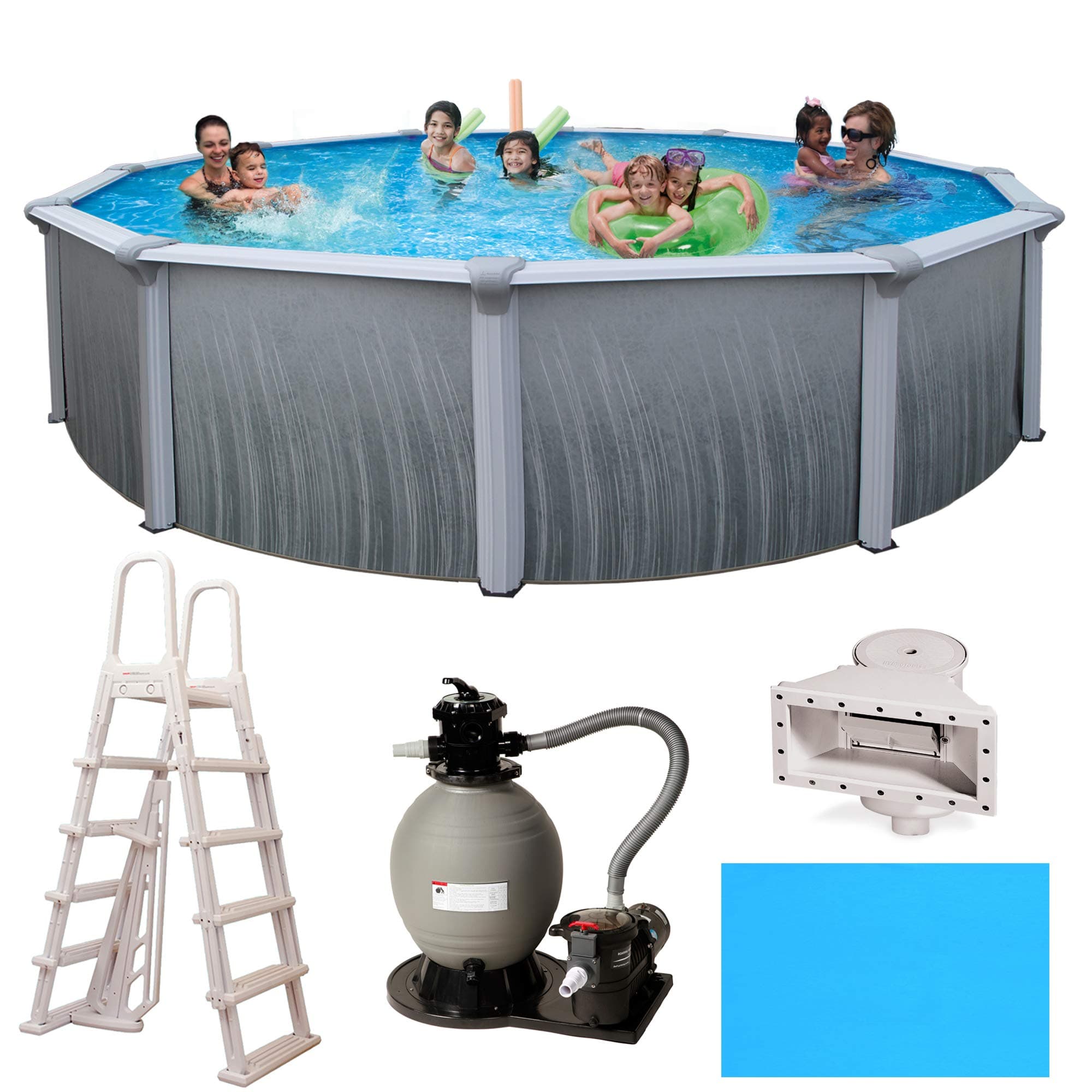 Complete 27' x 52" Round Metal Wall Above Ground Swimming Pool Package