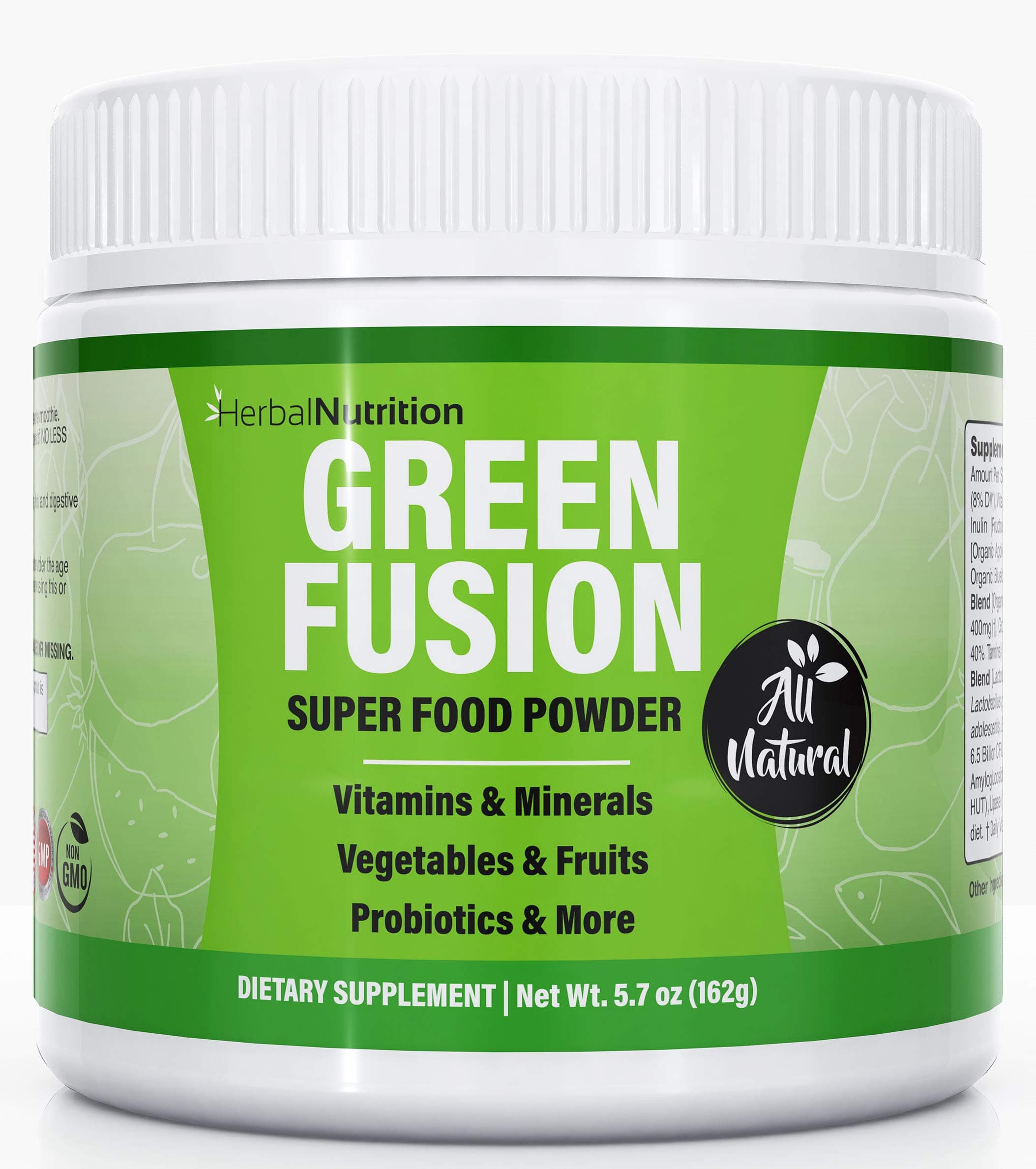 Green Fusion, Greens Powder Superfood, One Container, Organic Green Veggies and Fruits, Probiotics, Digestive Enzymes, Berry Taste, Gluten Free, Healthy Gut and Immune System Support, All Natural