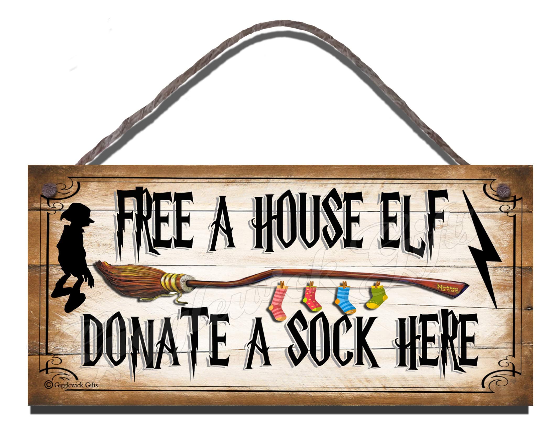 Free A House Elf Donate A Sock Here Wooden Funny Sign