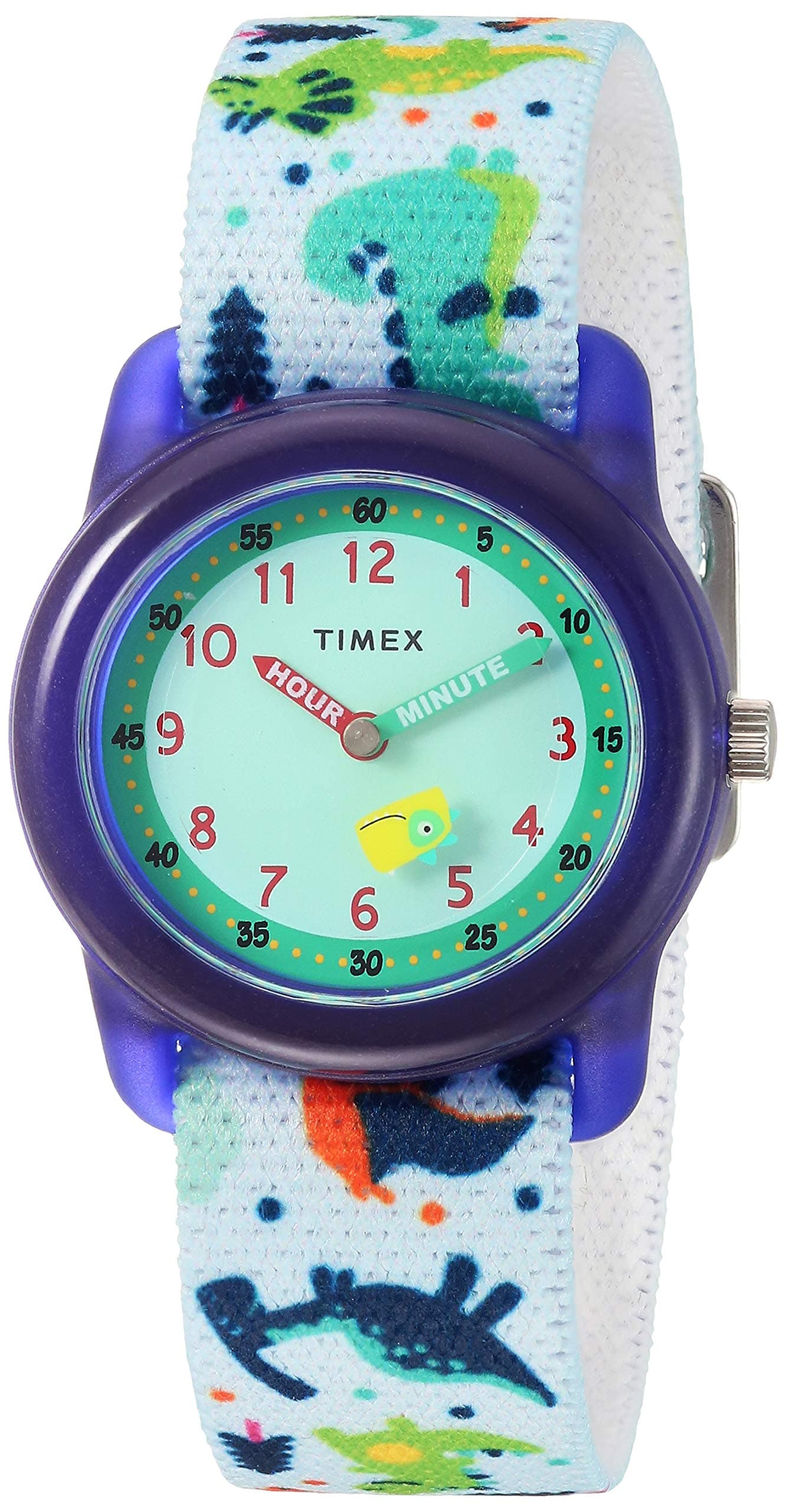 Timex TIME Machines® 29mm Blue/Yellow Stripe Elastic Fabric Kids Watch