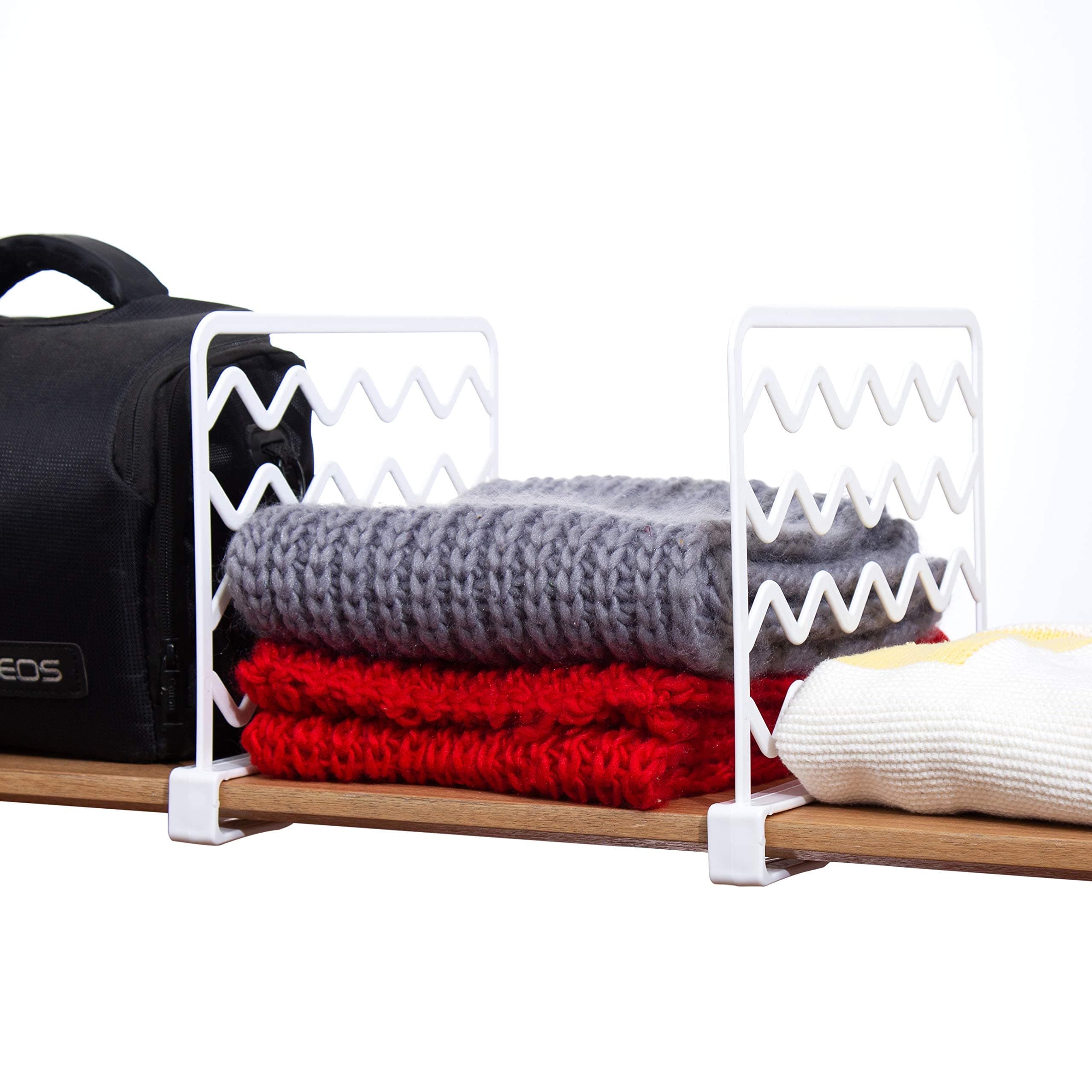 CY craft 8 PCS Shelf Divider,Thickened Wood Shelf Dividers,White Plastic Closet Shelf Separators Clothing Organizer Perfect for Bedroom Shelving Organization and Kitchen Cabinet Shelf Storage