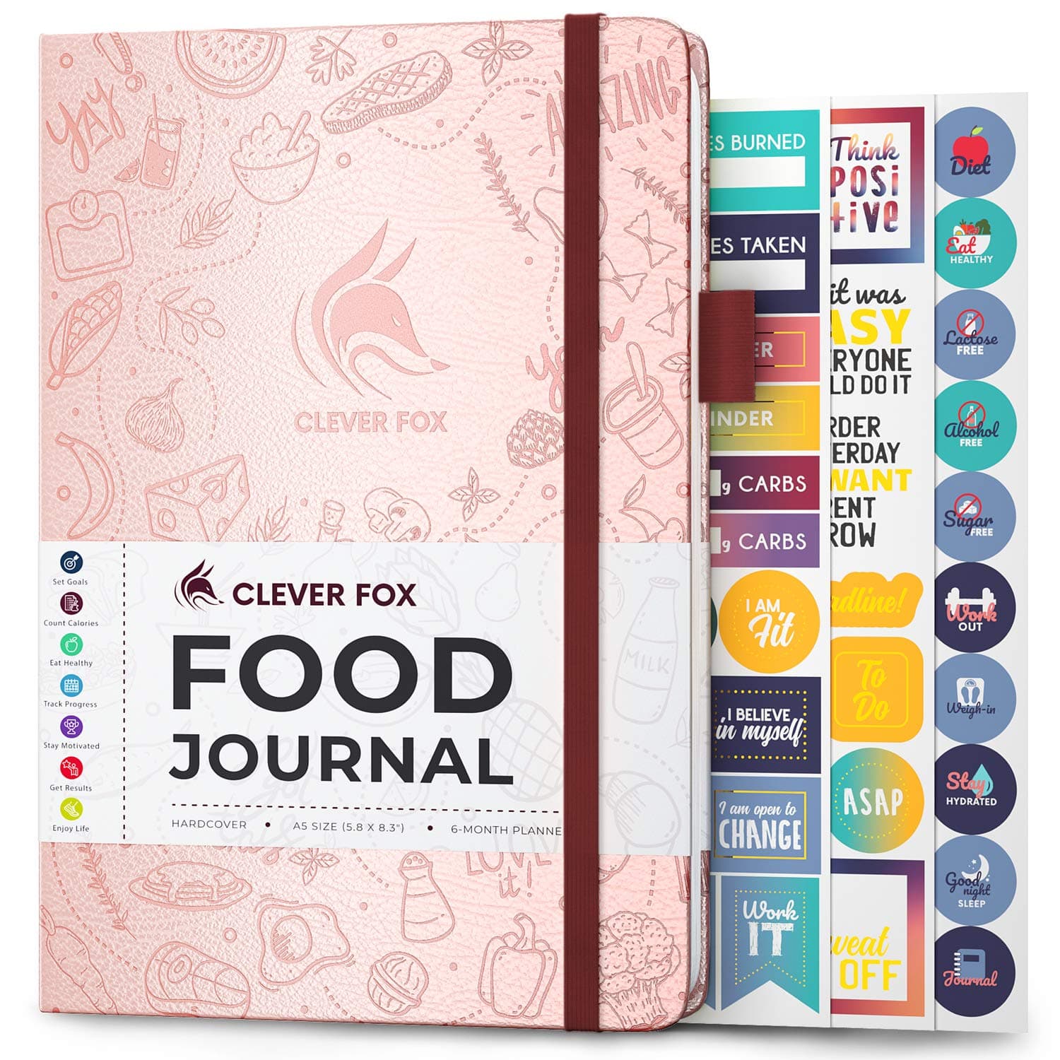 Food Journal - Daily Food Diary, Meal Planner to Track Calorie and Nutrient Intake, Stick to a Healthy Diet & Achieve Weight Loss Goals. Undated - Start Anytime. A5, Hardcover - Rose Gold