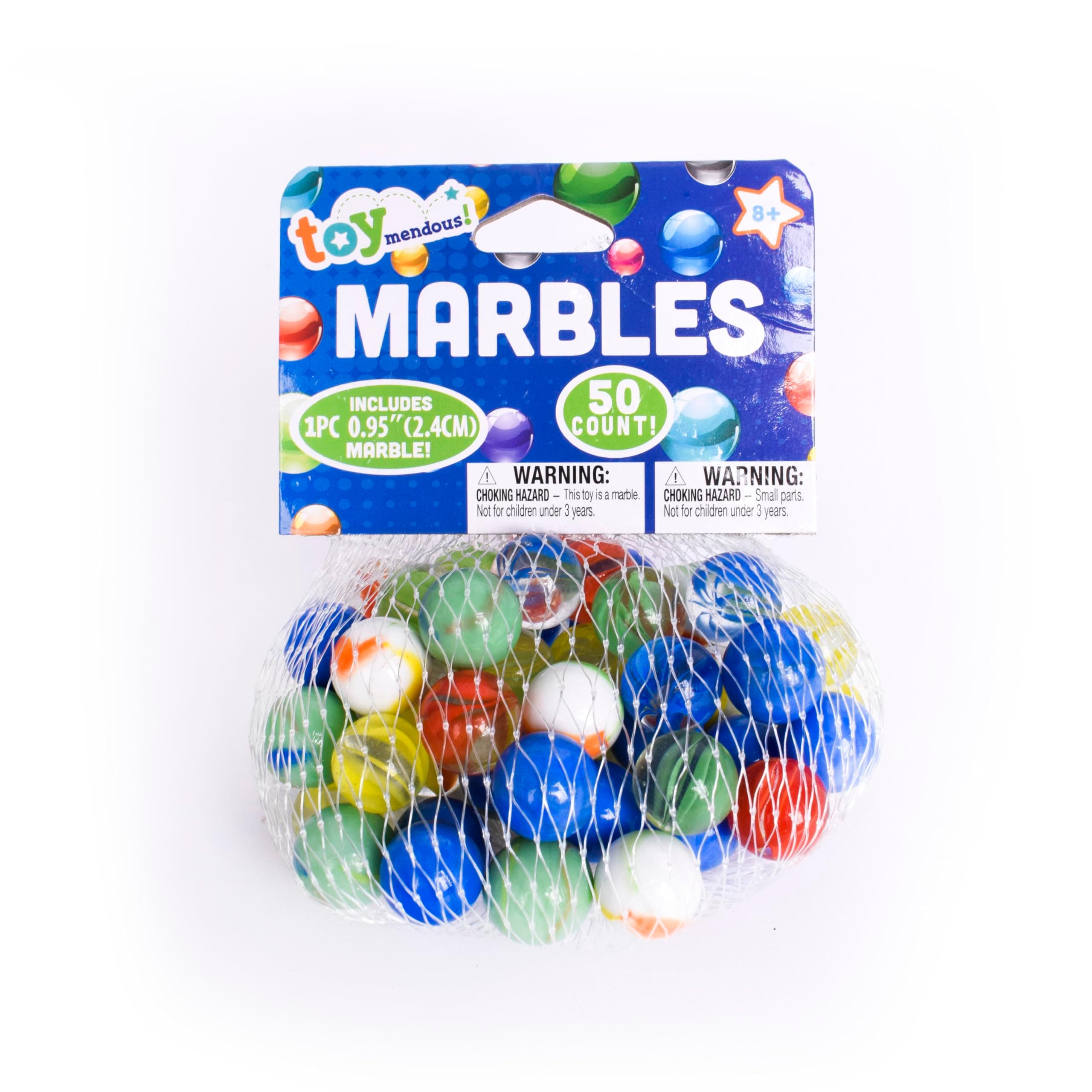 Sunny Days Entertainment TOYMENDOUS 50 Piece Marbles - Colorful Glass Marble for Kids Games | 49 Player Marbles and 1 Shooter
