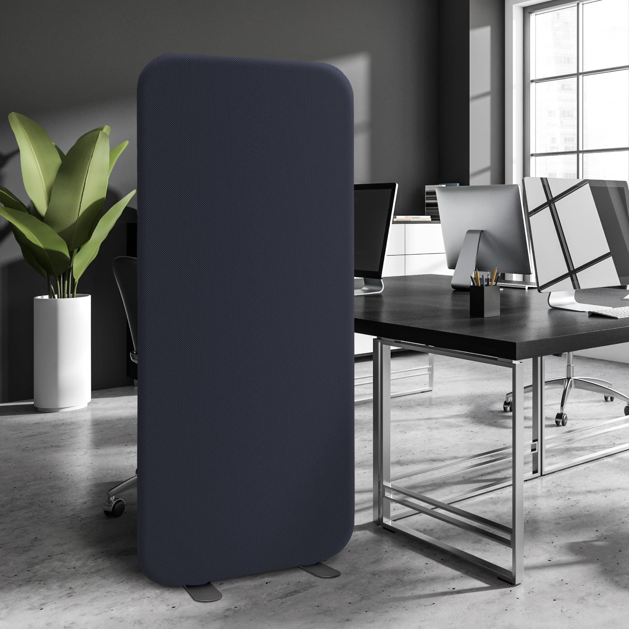 DECOLAB Standing Room Divider, Movable Space Partition Separator for Office, School, Living Space, Workspace, Scratch Resistance, 29"x65", Cobalt