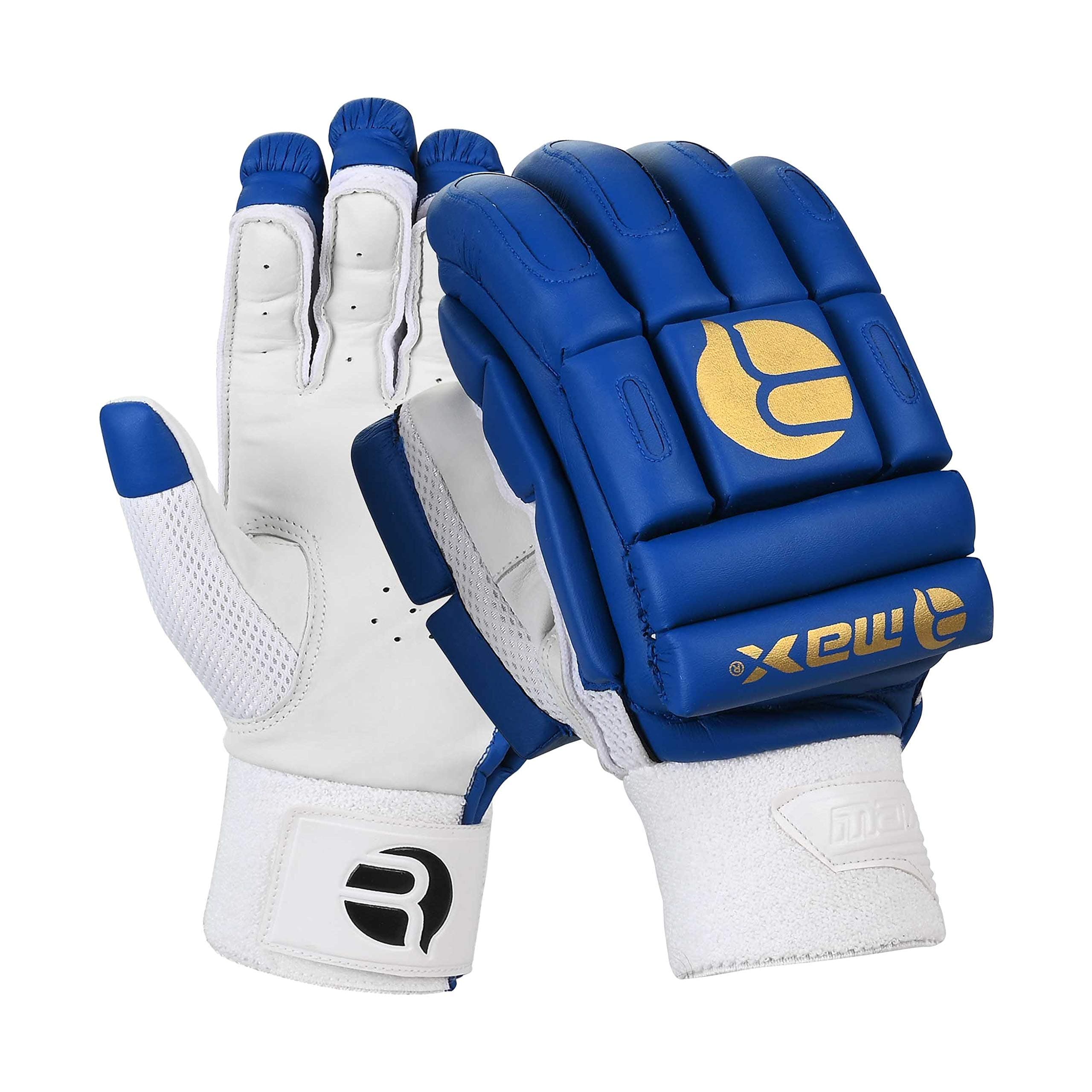 RMAX Unisex Leather & PU Cricket Batting Gloves (Senior, Right Hand) (Royal Blue)