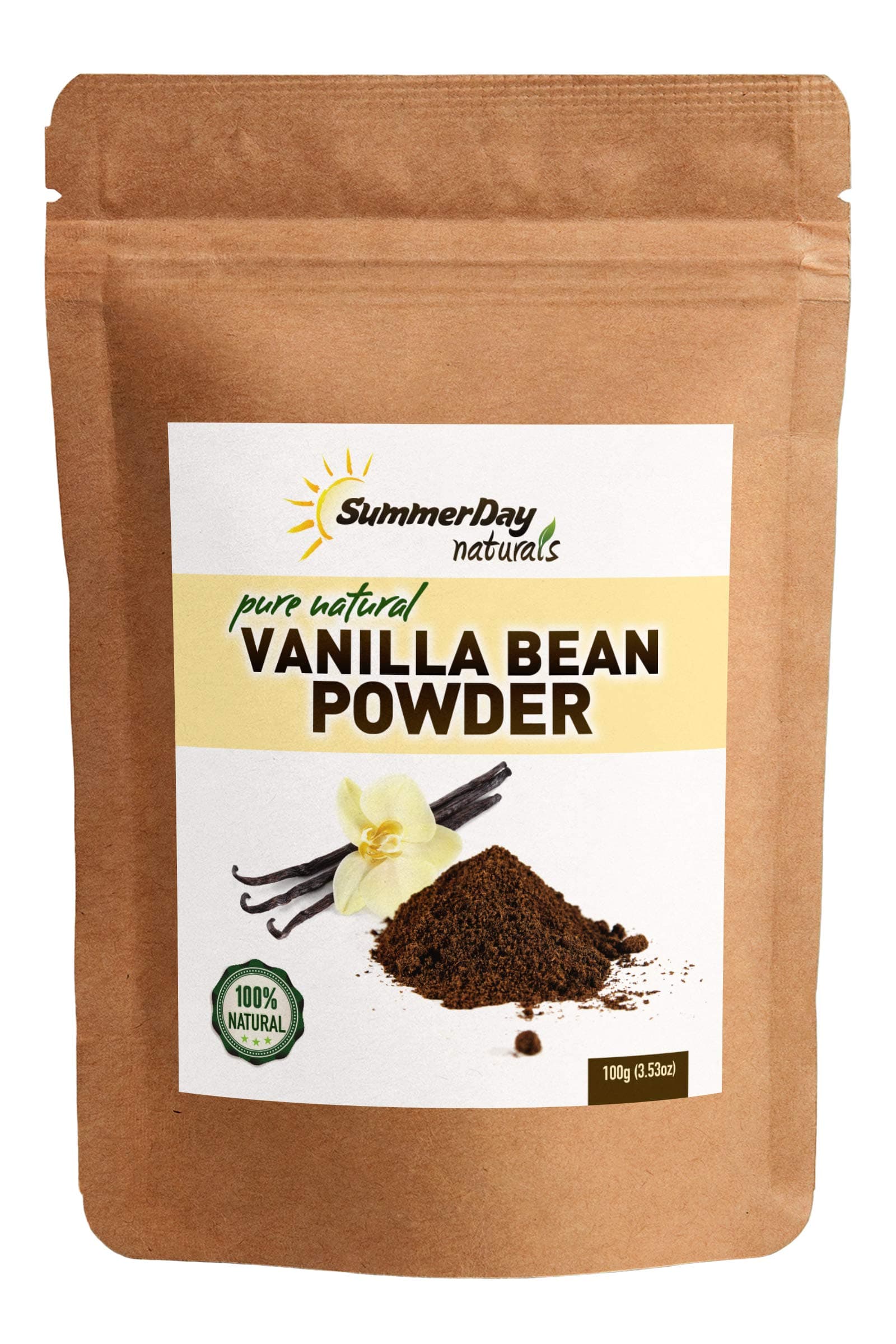 Vanilla Bean Powder, 3.53 Oz - Pure & Raw Ground Vanilla Bean - Unsweetened, Gluten-Free - Great For Coffee & Baking - EXTREMELY FRESH - Ground Moments Before Packaging!