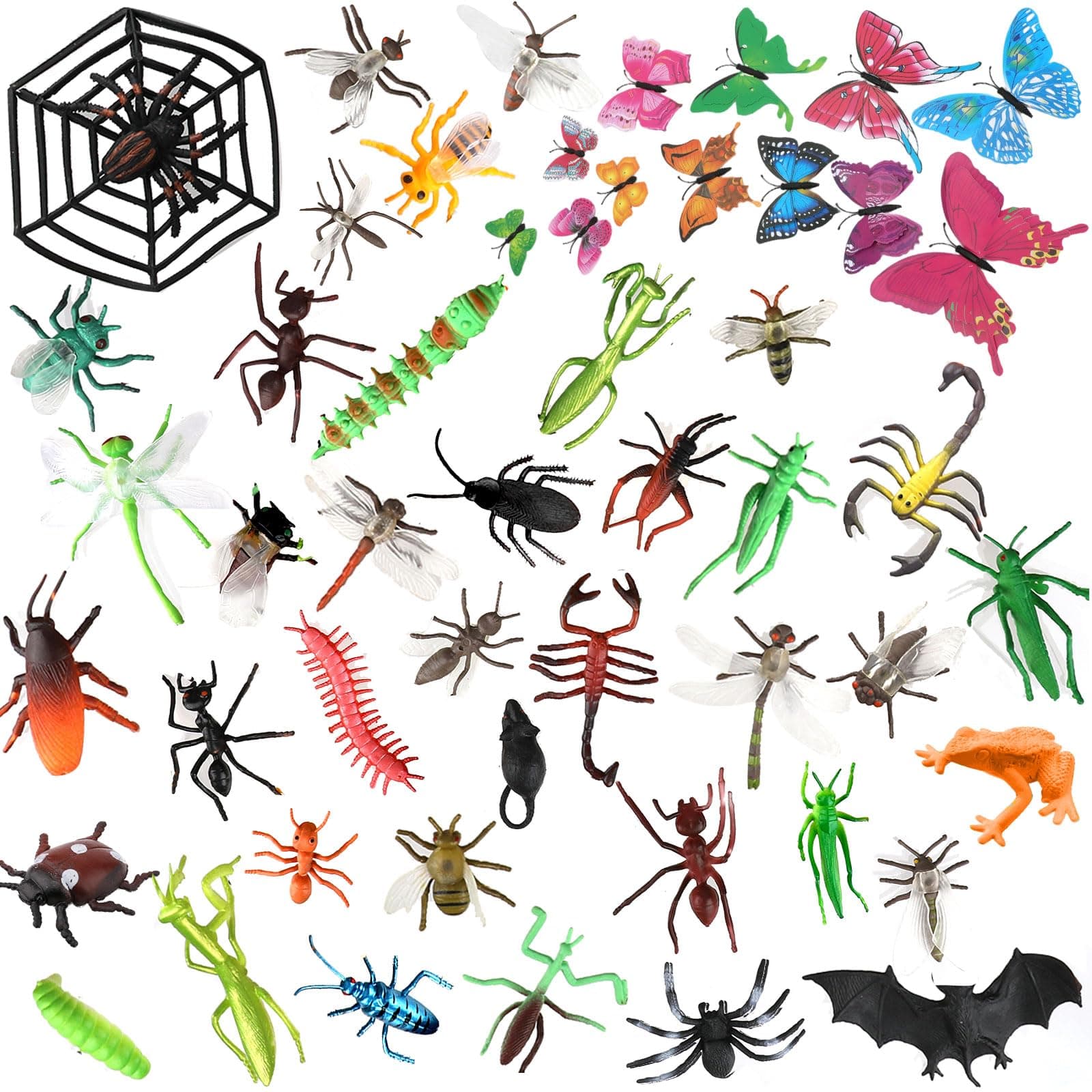 OOTSR 51Pcs Plastic Insects Bugs Toys, Realistic Insects Figures for Kids Education Party Favors Prank Toys