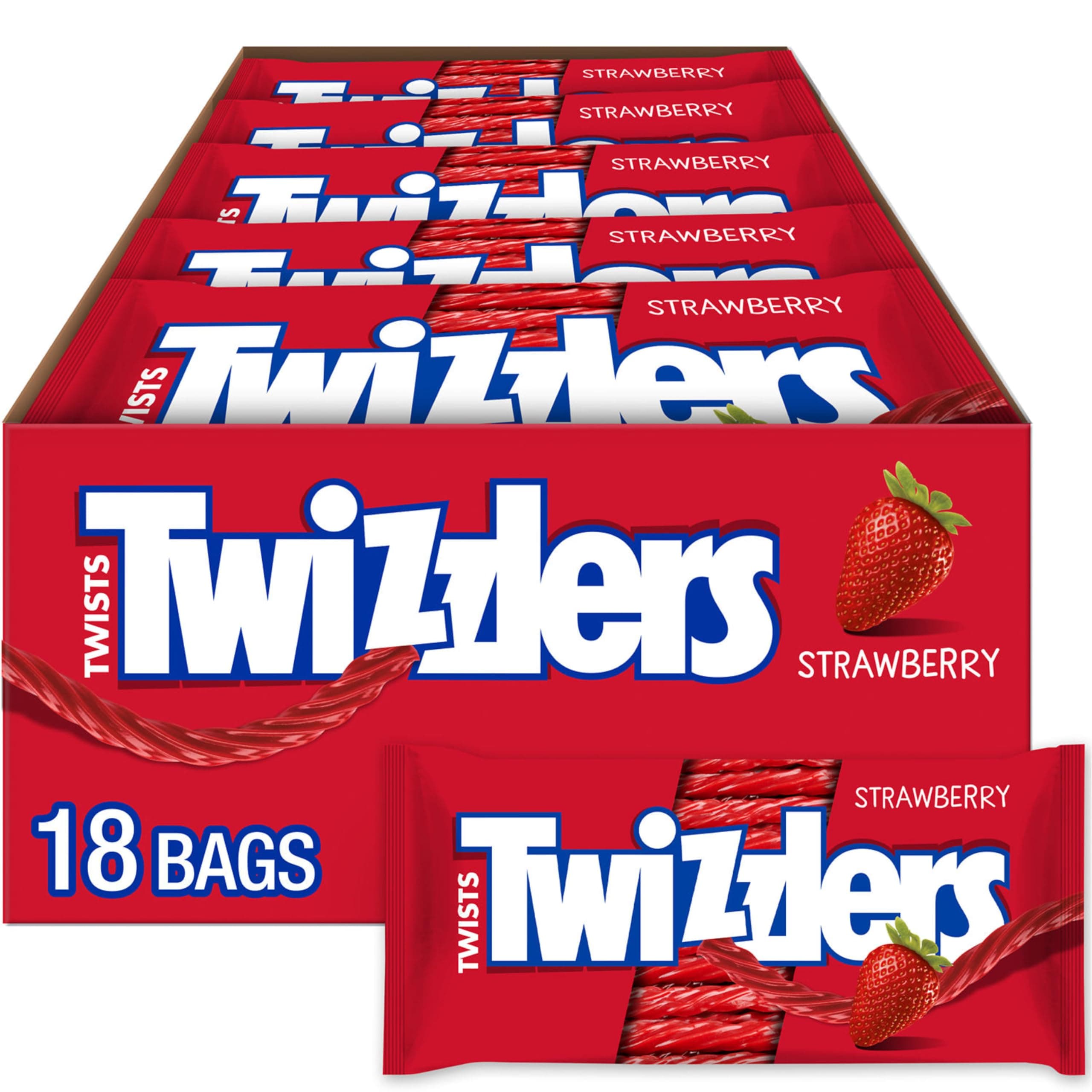 Twizzlers Strawberry Twists, 2.5 Oz Packs, 18 Count - Pack Of 2