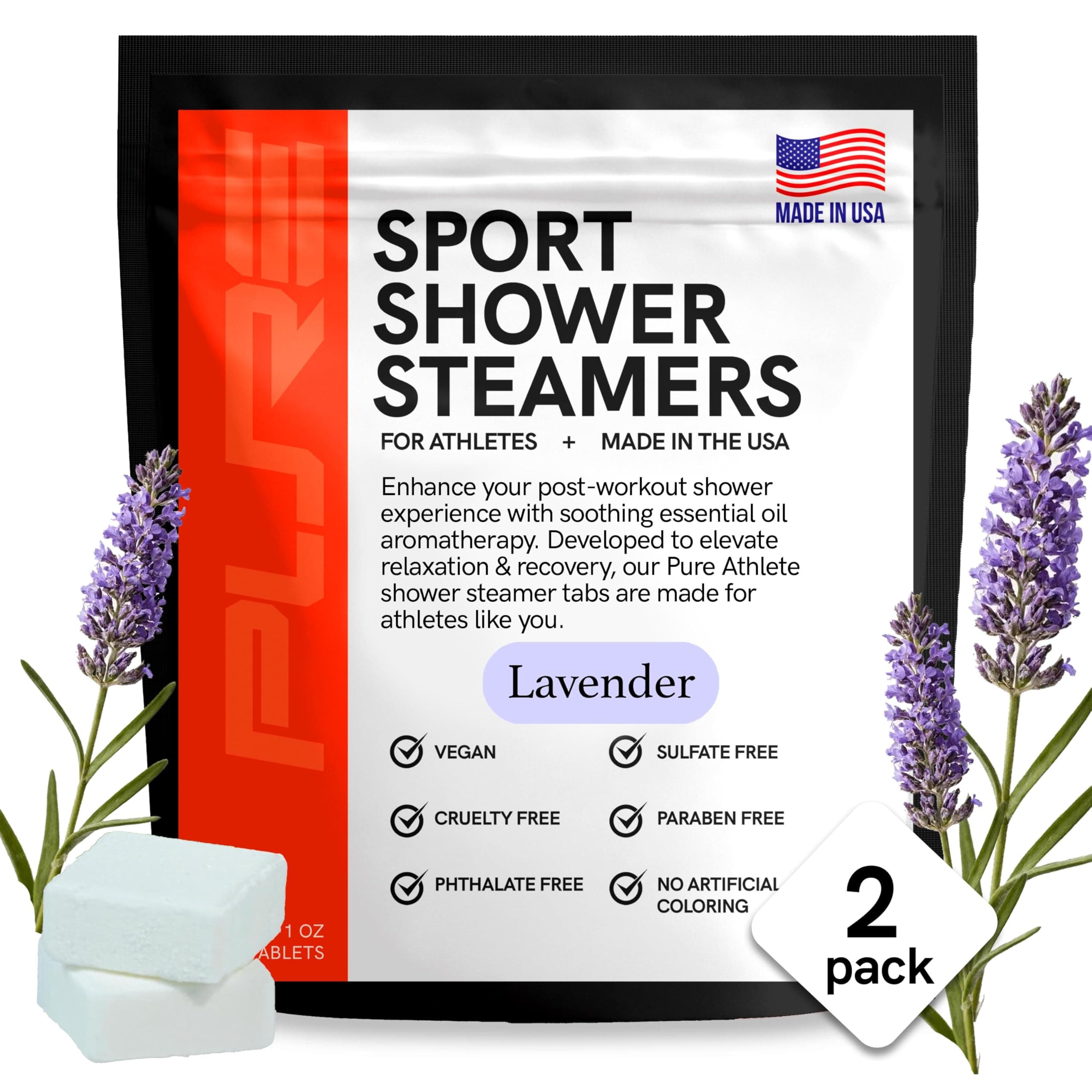 Sport Shower Steamers - Made in USA with Natural Lavender Essential Oil, Aromatherapy, Stress and Sinus Relief, Muscle Recovery for Athletes, Best Christmas Stocking Stuffers for Runners