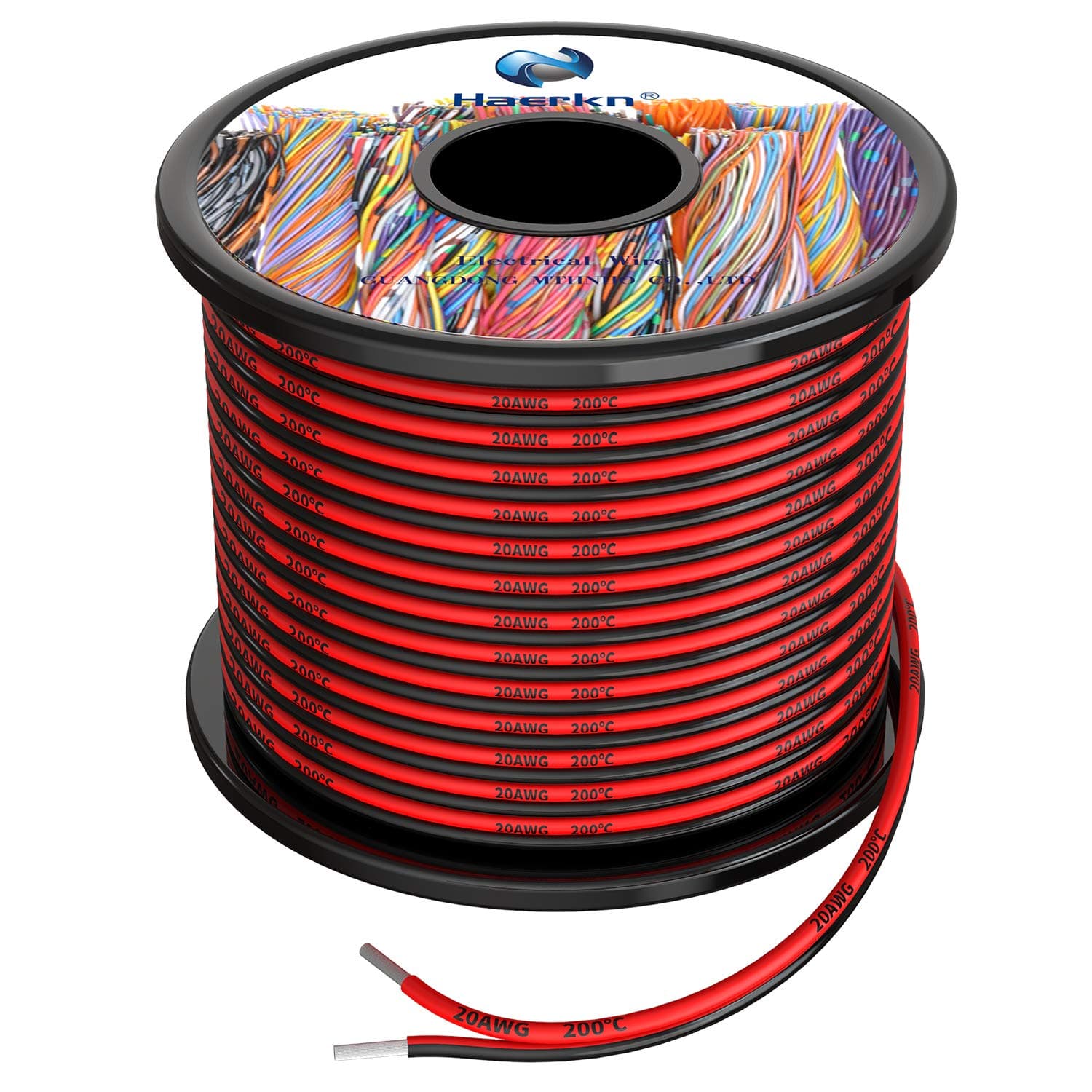 20awg 0.5mm² Silicone Electrical Wire 2 Core Cable 200ft [Black 100ft Red 100ft] oxygen free Stranded Tinned copper wire High Temperature Resistance Soft and Flexible