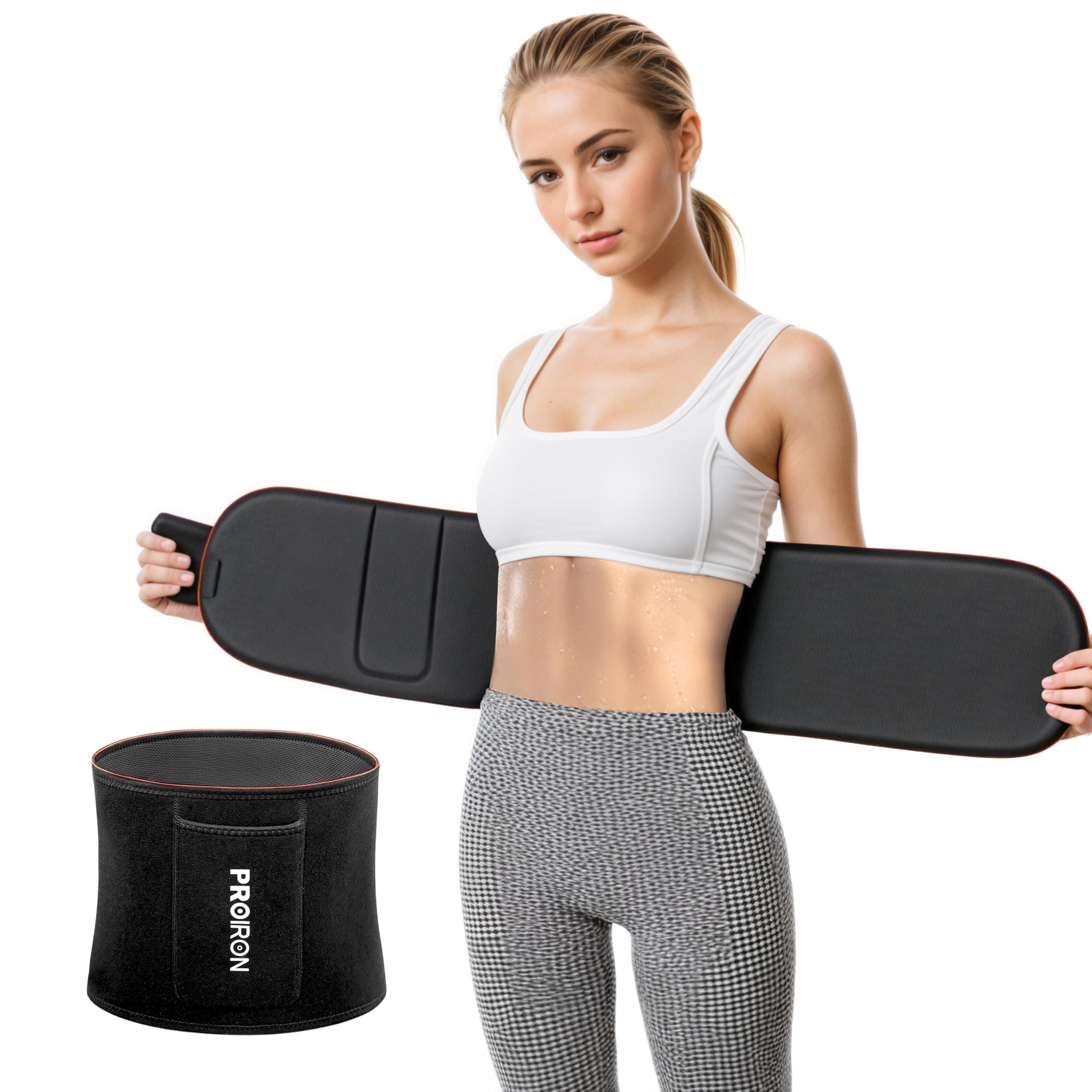 Waist Trainer Sweat Belt - Stomach Flattener Women Men - Waist Trimmers - Male Corset - Sauna Waist Tummy Belly Band - Improves Core Stability, Elevates Aerobic Intensity & Increases Sweat