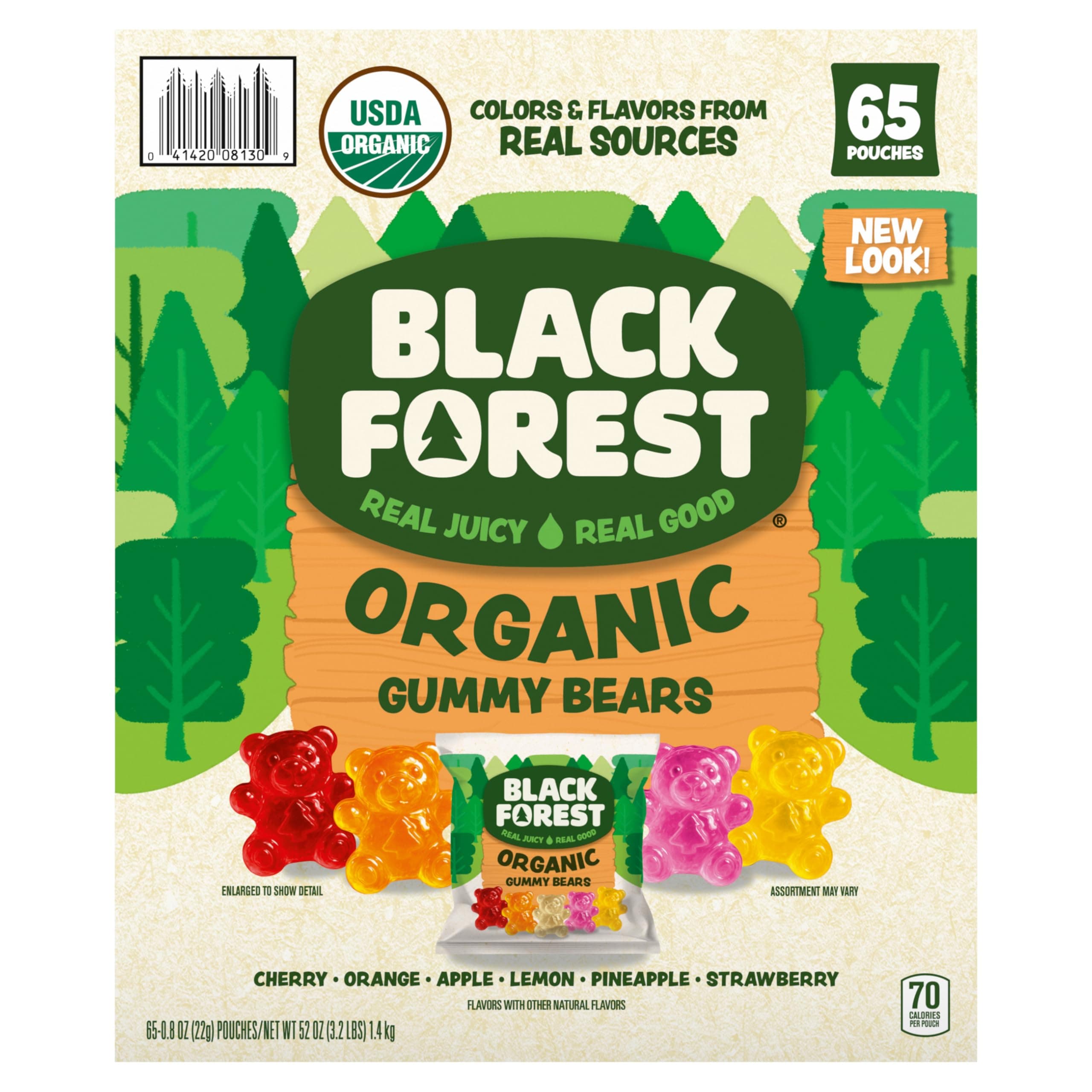 USDA Organic Gummy Bears - 65 Pouches - .0.8Oz Each