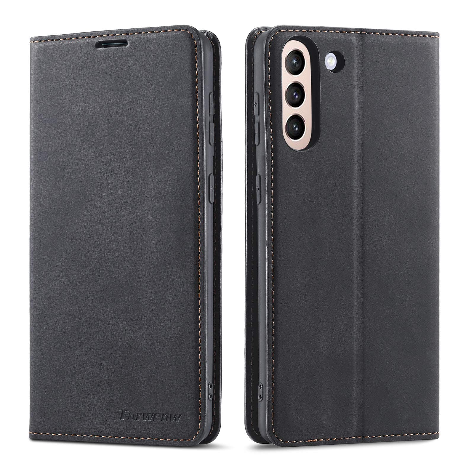 QLTYPRI Case for Samsung Galaxy S21 Plus 5G, Premium PU Leather Cover TPU Bumper with Card Holder Kickstand Hidden Magnetic Adsorption Flip Wallet Case Cover for Samsung Galaxy S21 Plus 5G - Black