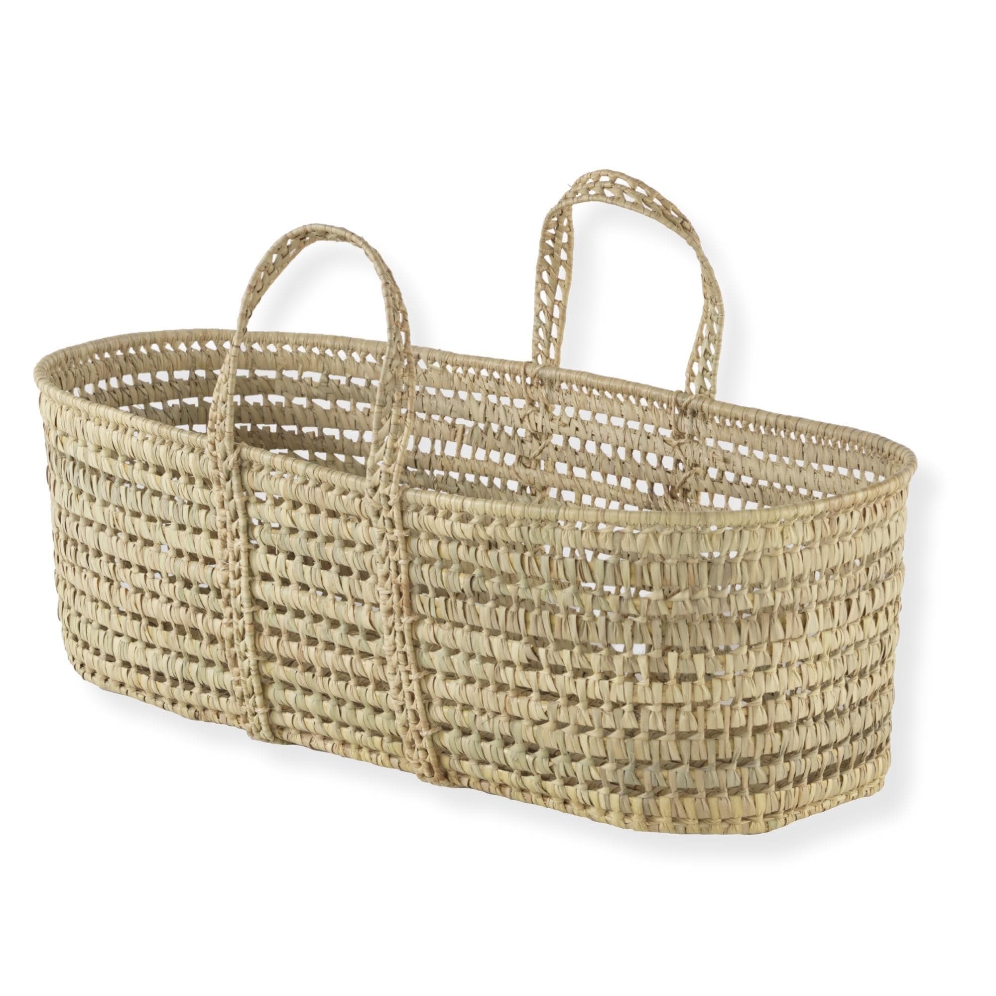 Clair de Lune Natural Palm Moses basket | Handwoven and Breathable Design | Newborn Essentials | Suitable from Birth | natural 100% organic Palm weave | Premium Baby Bassinet | 75 x 28 x 24 cm
