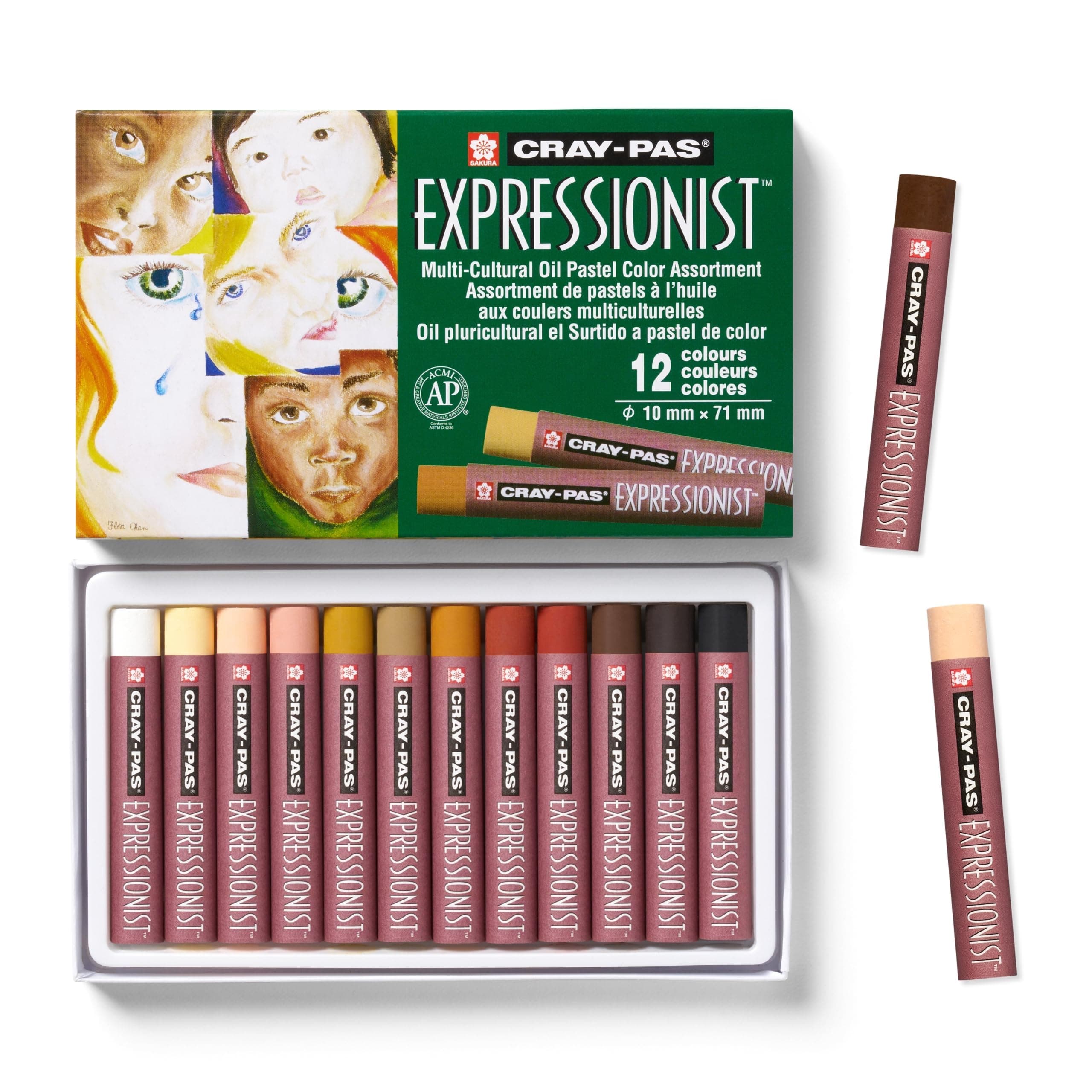 Cray-Pas Expressionist Multi-Cultural Oil Pastel Set - Soft Oil Pastels for Artists - 12 Colors