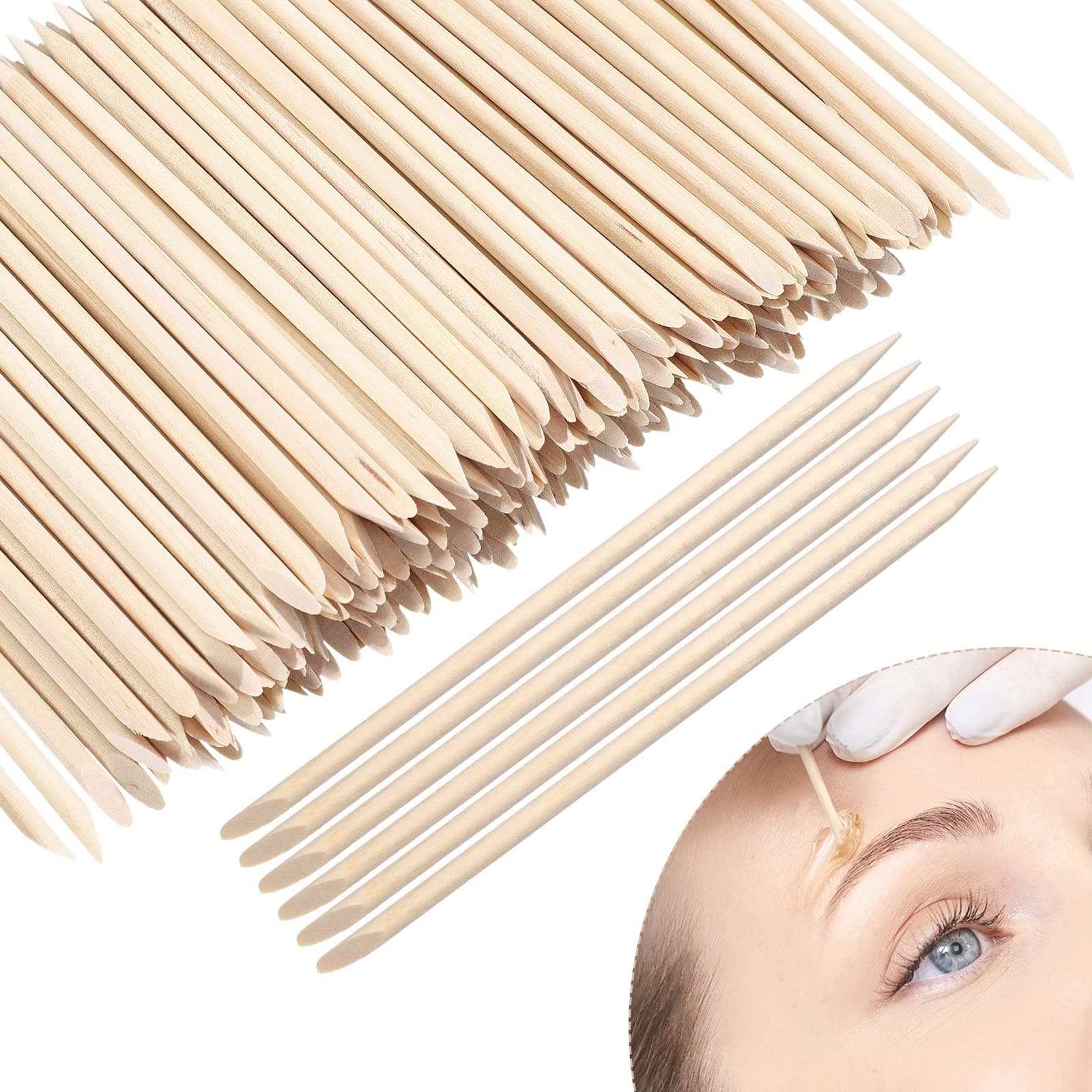 Eye Brow Wooden Wax Sticks Mini Waxing Applicator Sticks Lip Nose Eyebrow Wood Craft Small Facial Hair Spatula Applicator for Home Spa Hair Removal Smooth Skin Use(400 Pieces)