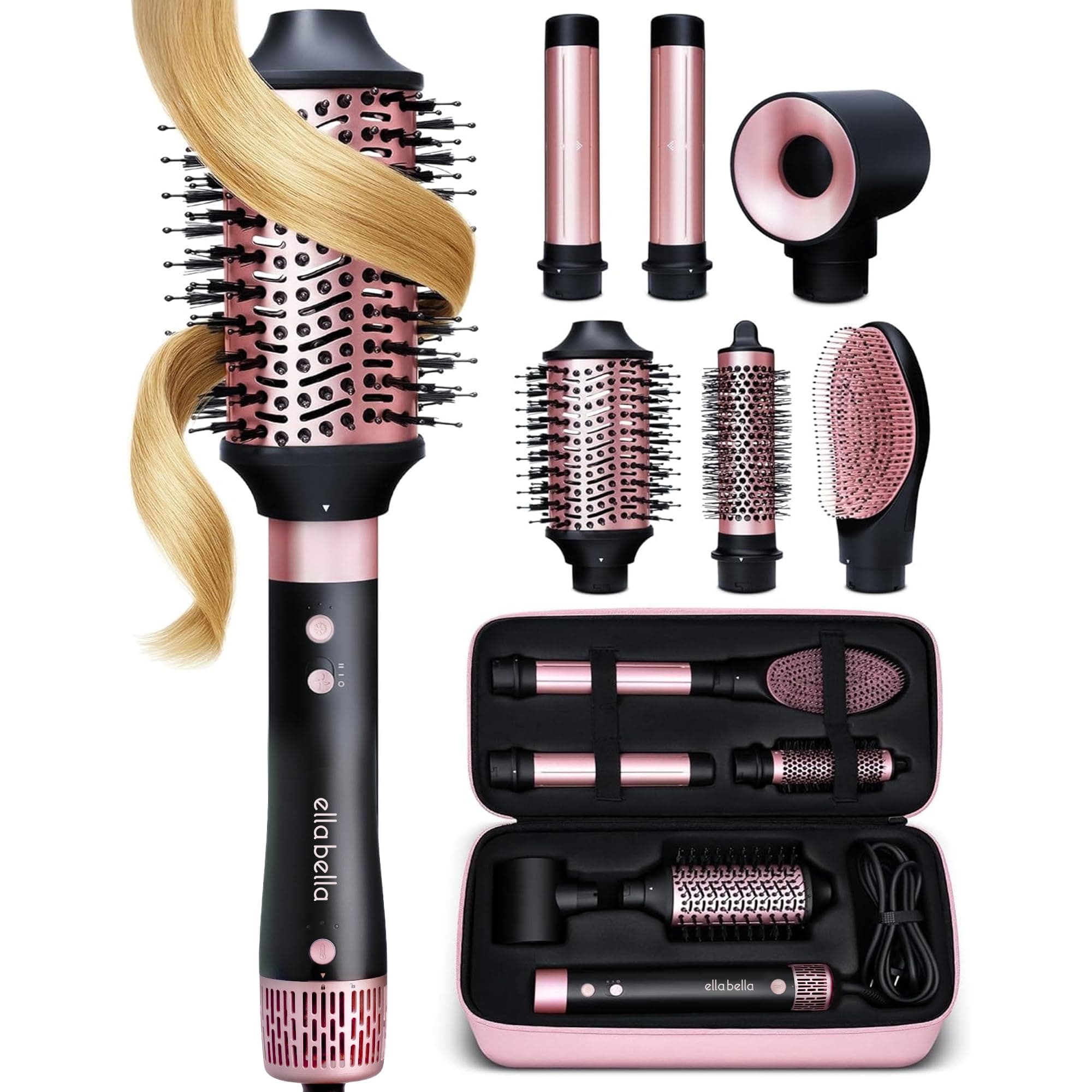 - 6 in 1 Professional Hot Air Styler • Powerful Hair Dryer & Straightener Set • Styling Without Heat Damage • Fast Drying Curling Volumizing Straightening • Includes Protective Travel Case