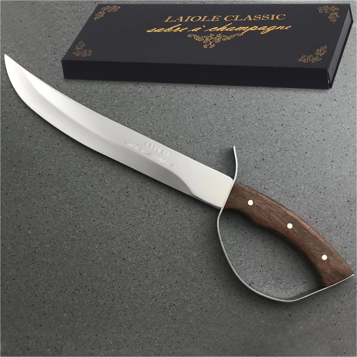 Resafy シャンパンセーバー 木製ボックス付き シャンパンナイフ シャンパンソード シャンパンオープナー