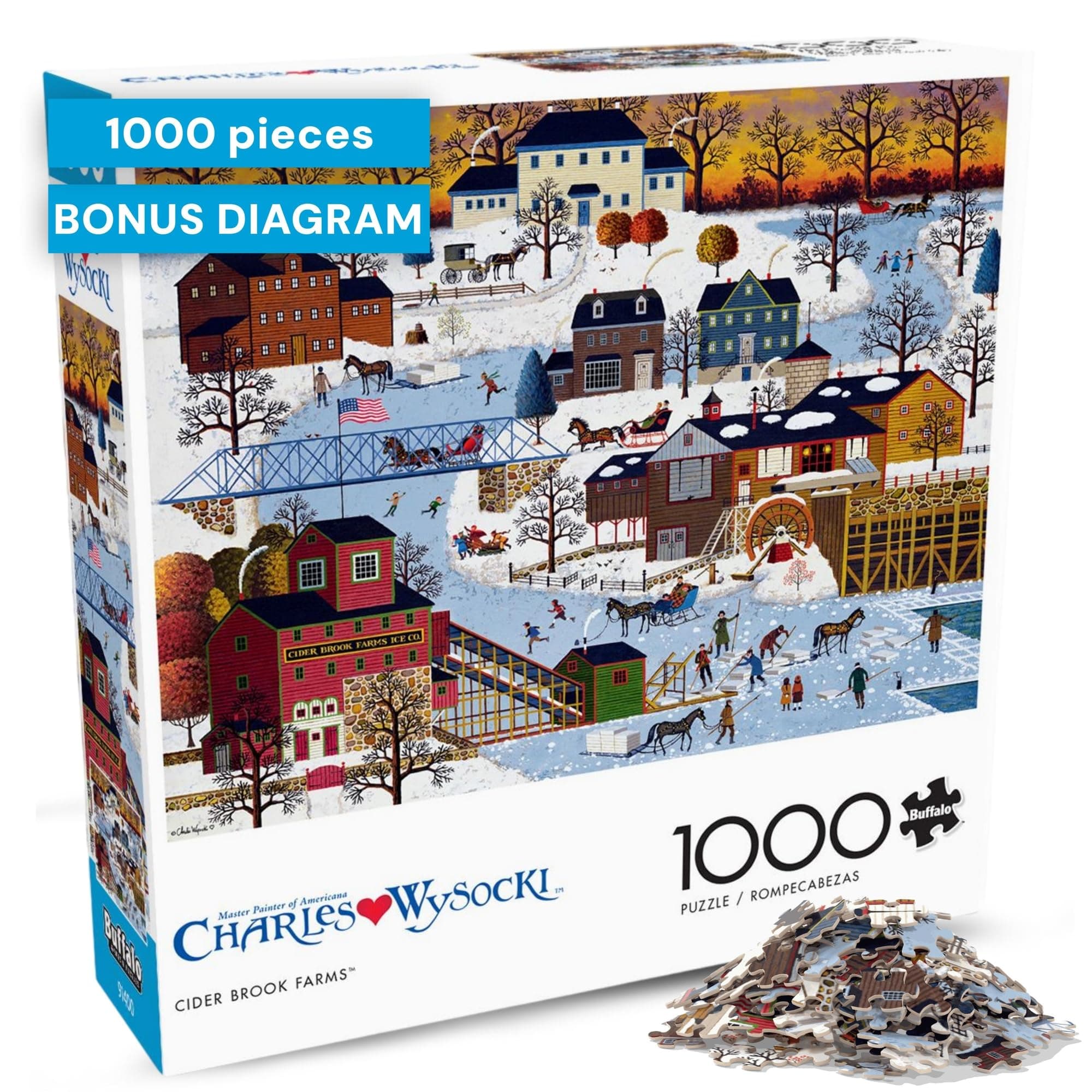 Charles Wysocki Festive Winter Scene 1000 Piece Jigsaw Puzzle for Adults and Families