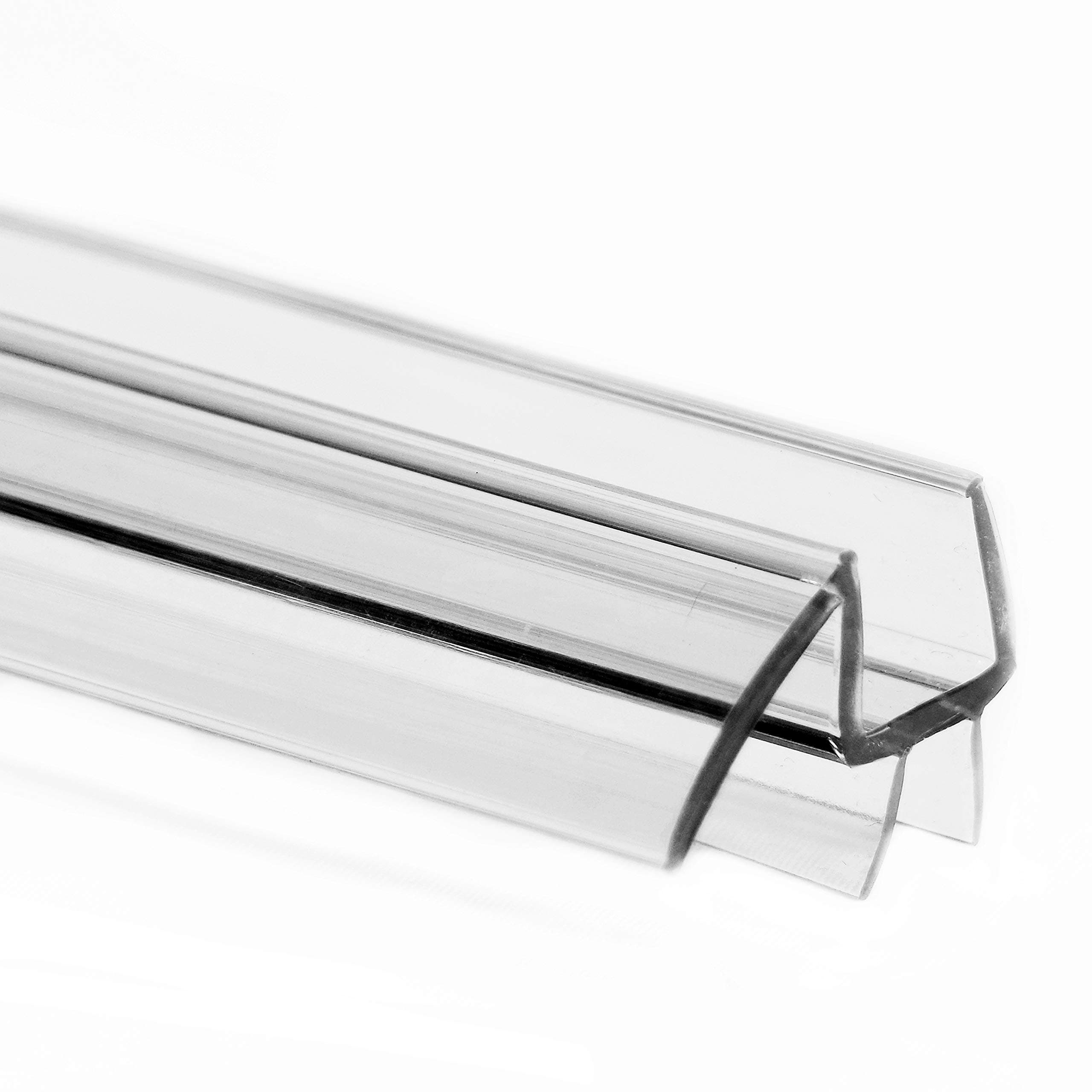 eatelle Shower Door Bottom Seal with Drip Rail for 1/2" (12mm) Thick Glass, 36" Long Sweep - Ultra Clear Polycarbonate