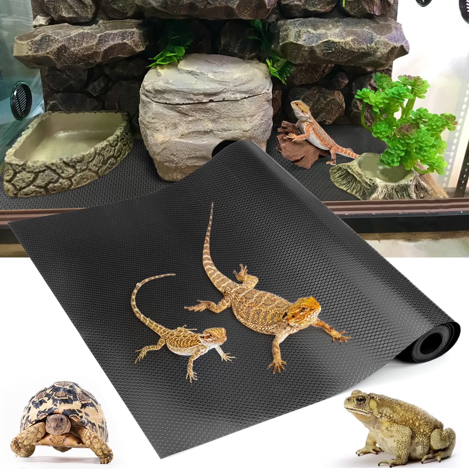 Vodolo Bearded Dragon Tank Accessories, Reptile Terrarium Carpet Substrate fo...