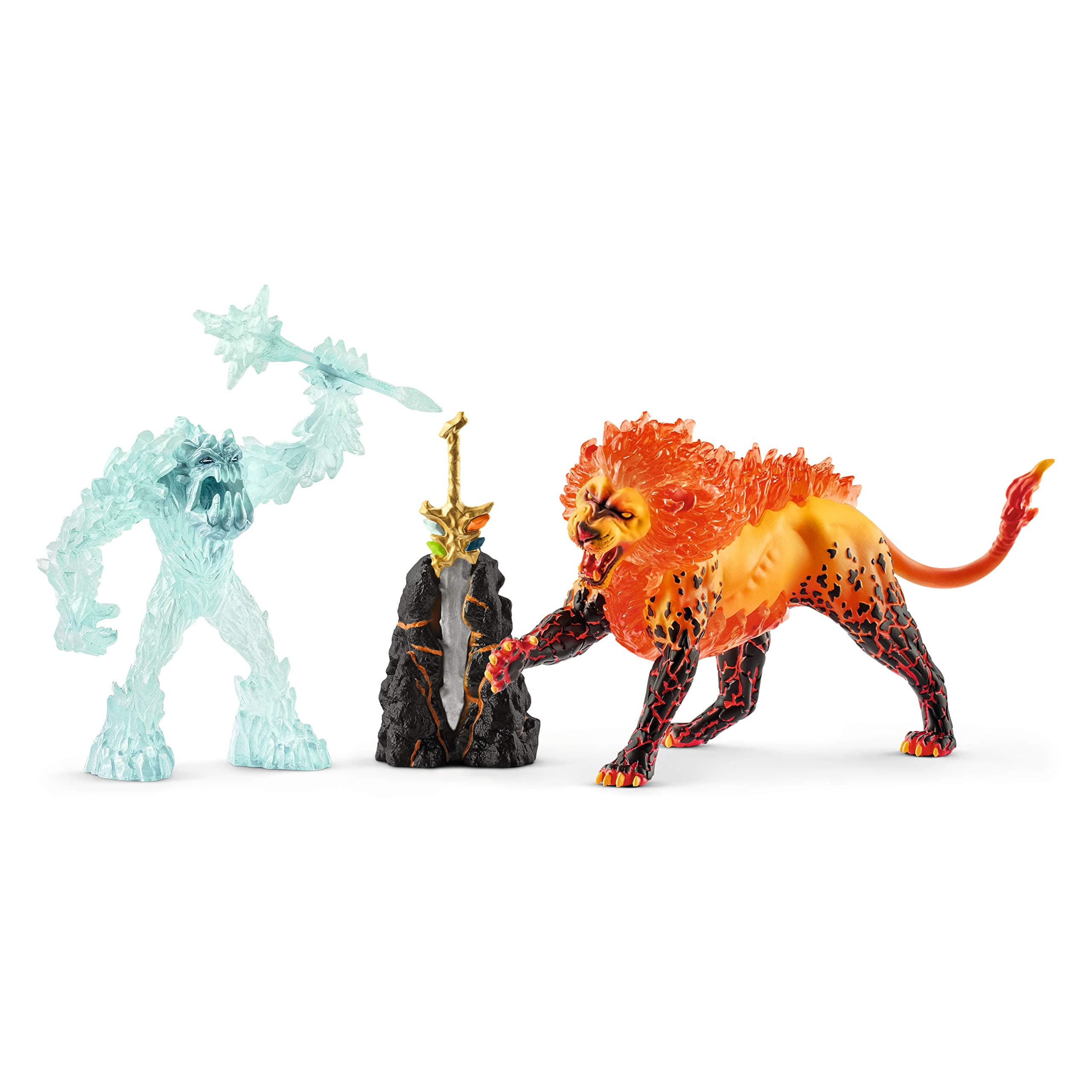 Eldrador Creatures, Mythical Creatures Toys for Kids, Battle for The Super Weapon Set with Ice Monster and Lava Monster Action Figures, 4 Pieces