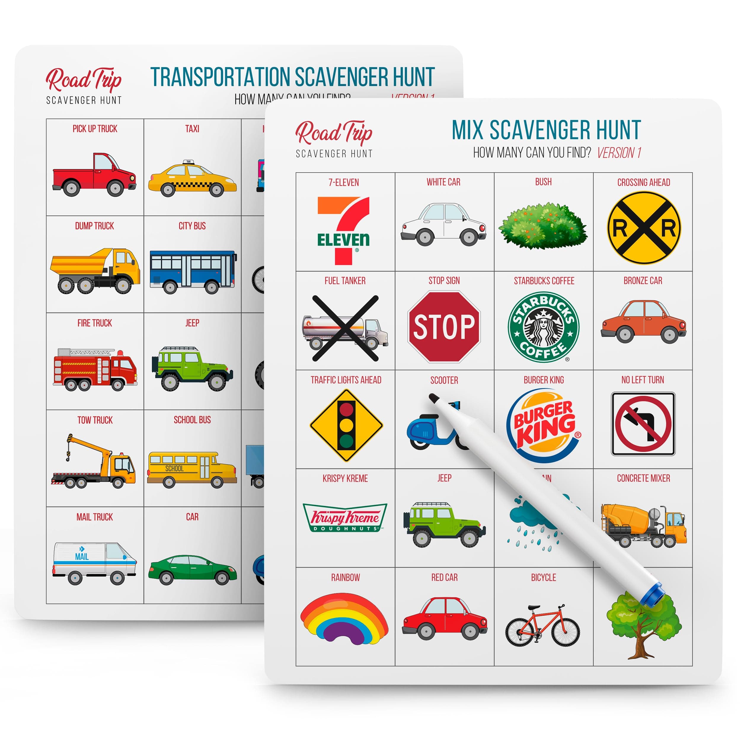 SWEYOGURT Well Balanced Car Bingo - Travel Bingo - Road Trip Bingo - Road Trip Must-Haves and Activities for Kids Ages 3-8: Car Games - Engaging Car Activities for Kids, Road Trip Games